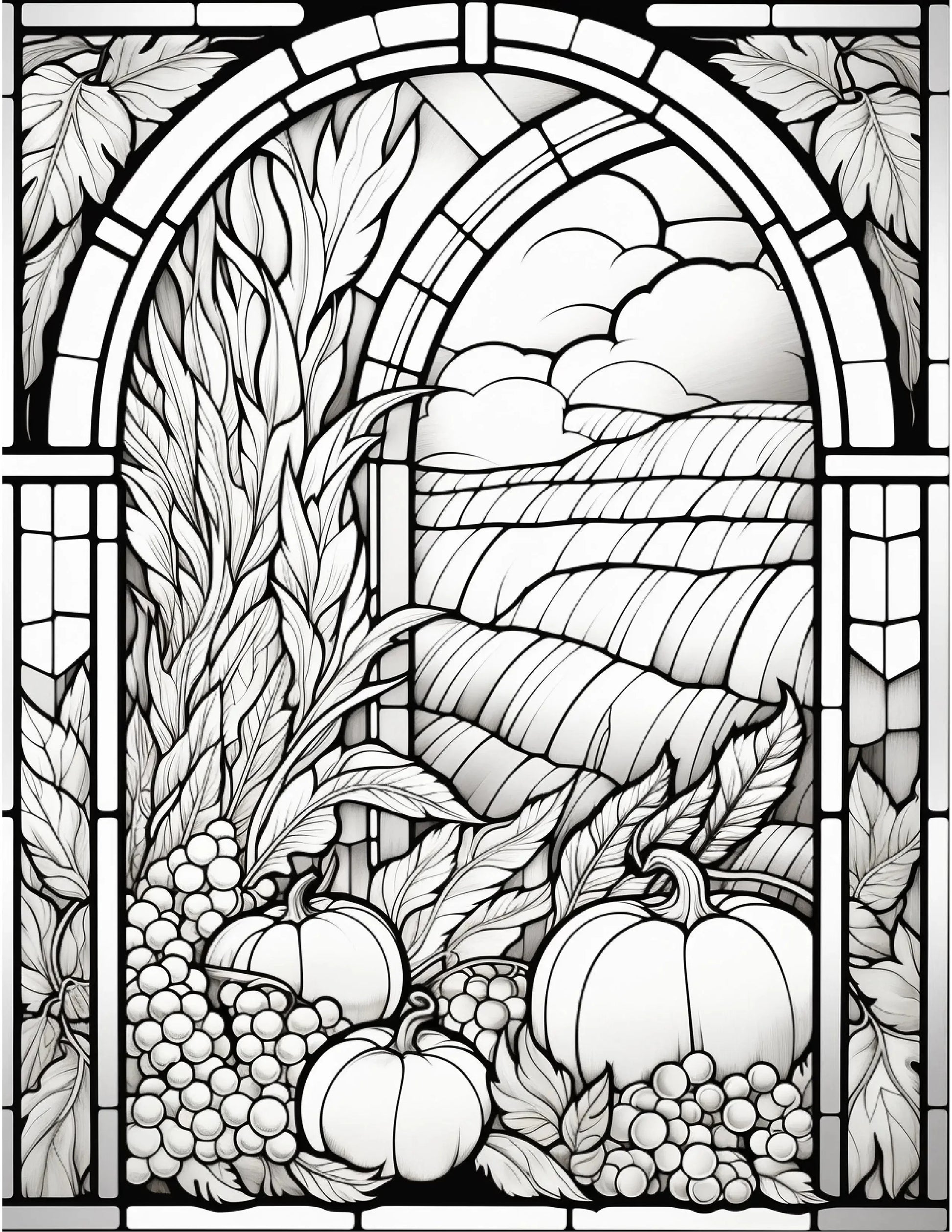 100 Stained-Glass Autumn Coloring-Robs Books