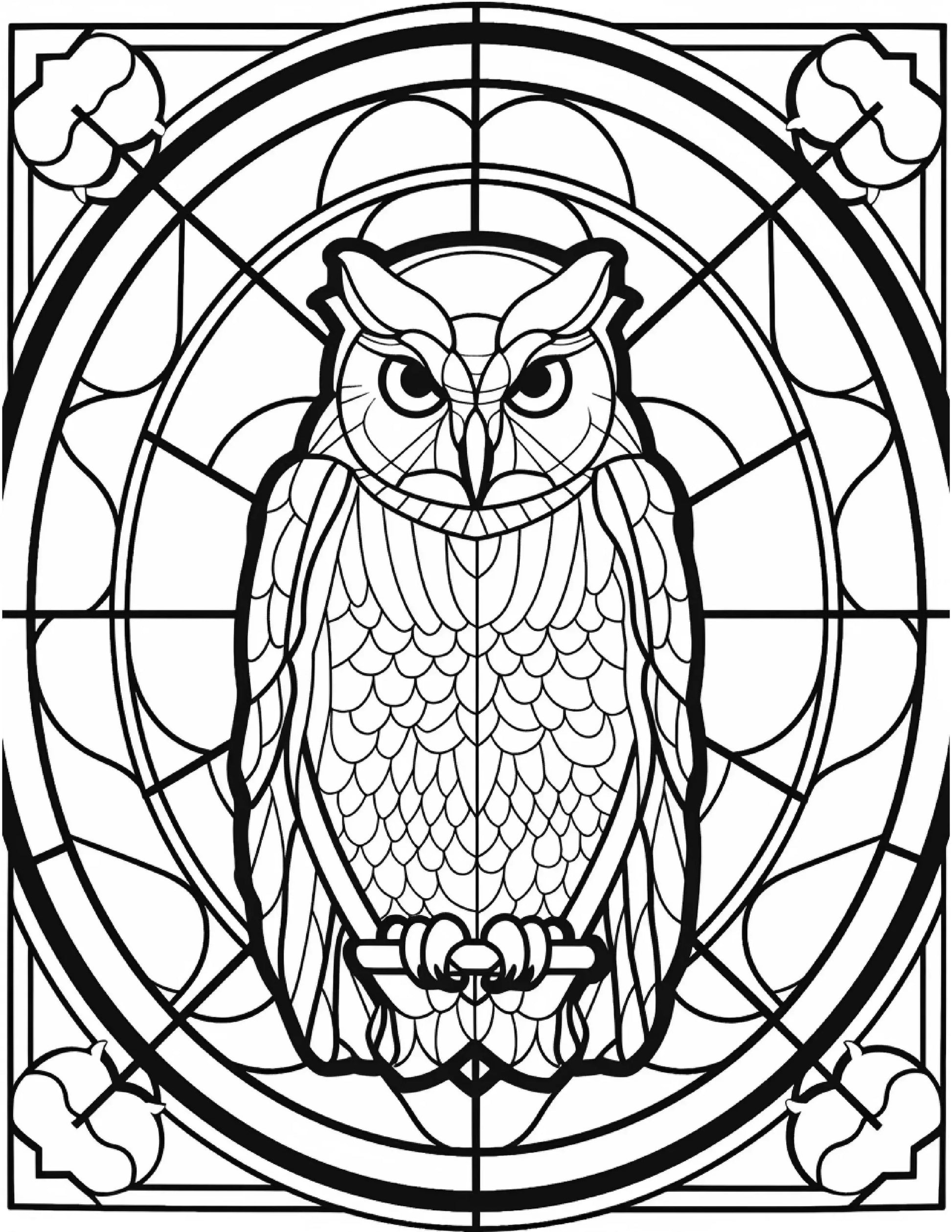 150 Stained-Glass Owl Coloring Pages-Robs Books