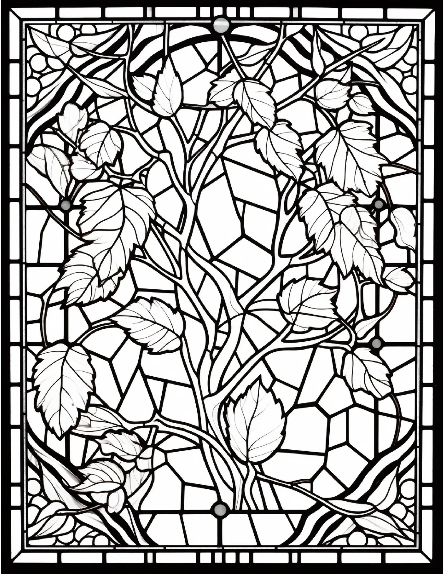100 Stained-Glass Autumn Coloring 6-Robs Books