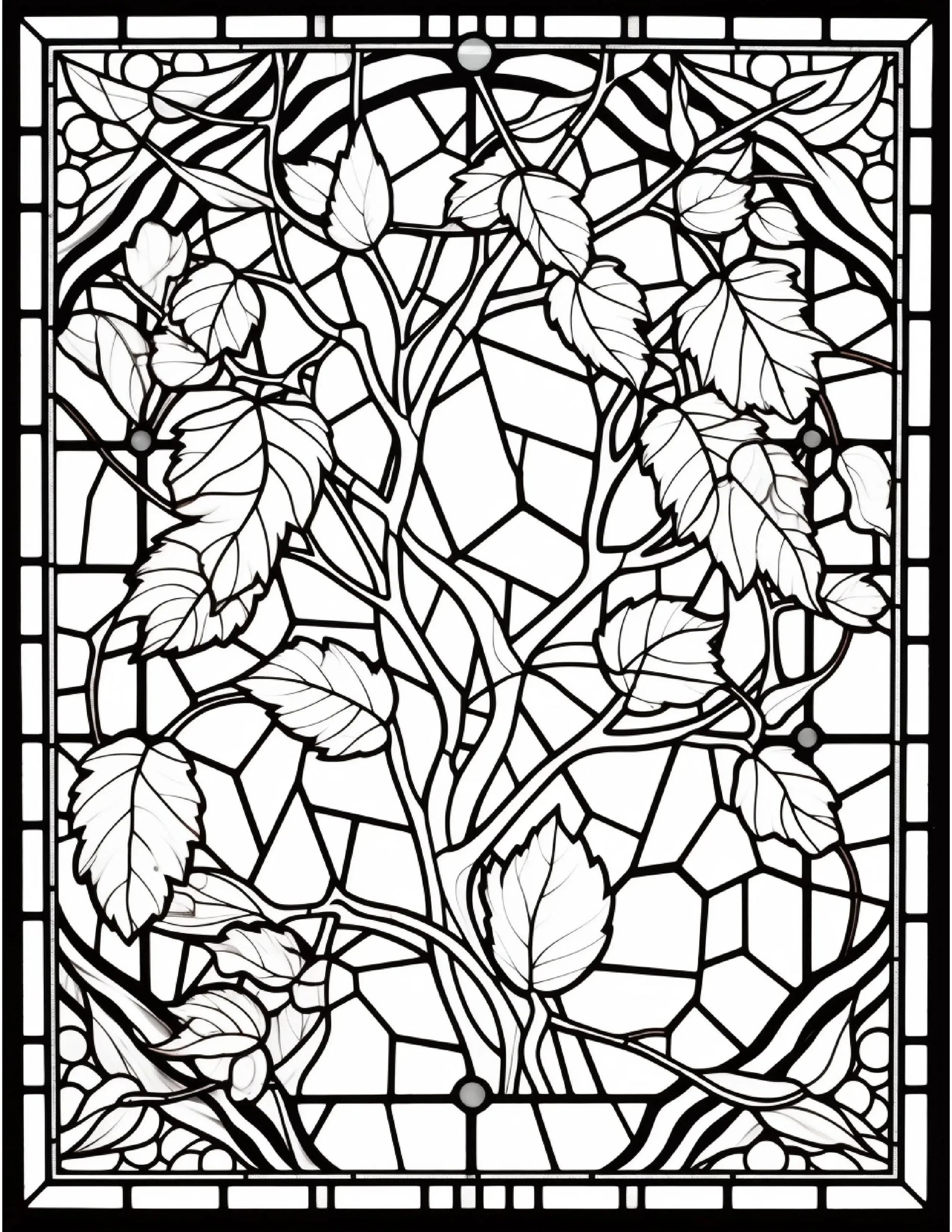 100 Stained-Glass Autumn Coloring 6-Robs Books