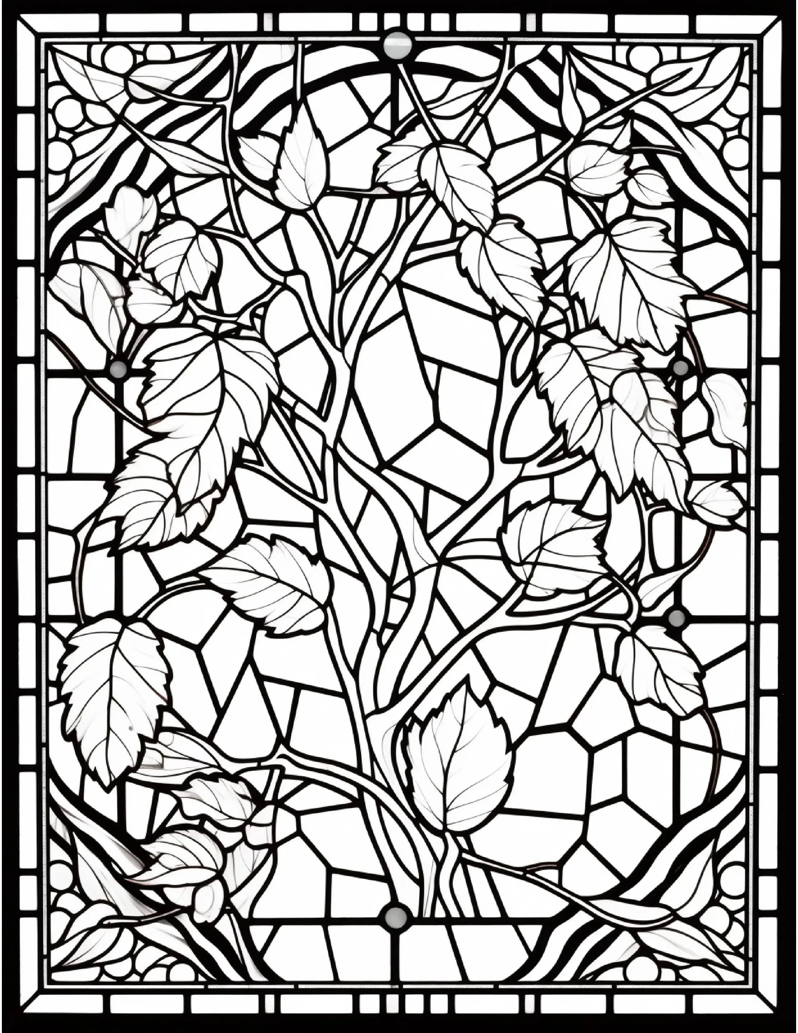 100 Stained-Glass Autumn Coloring 6 - Robs Books