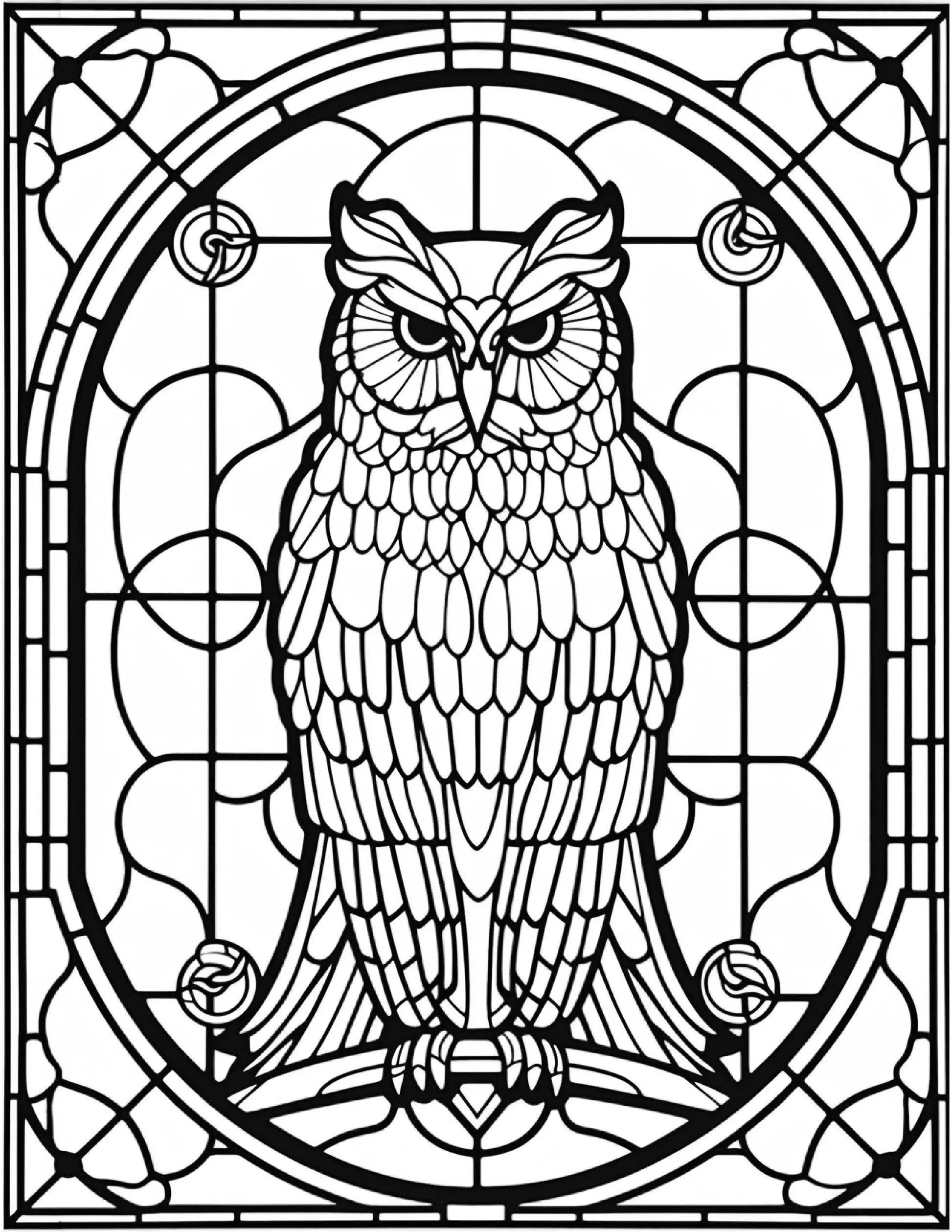 150 Stained-Glass Owl Coloring Pages-Robs Books