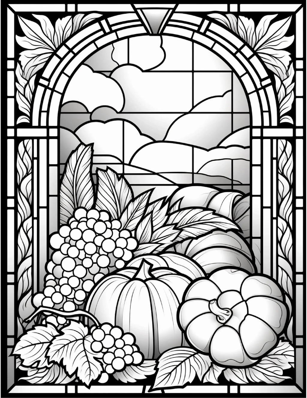100 Stained-Glass Autumn Coloring 6 - Robs Books