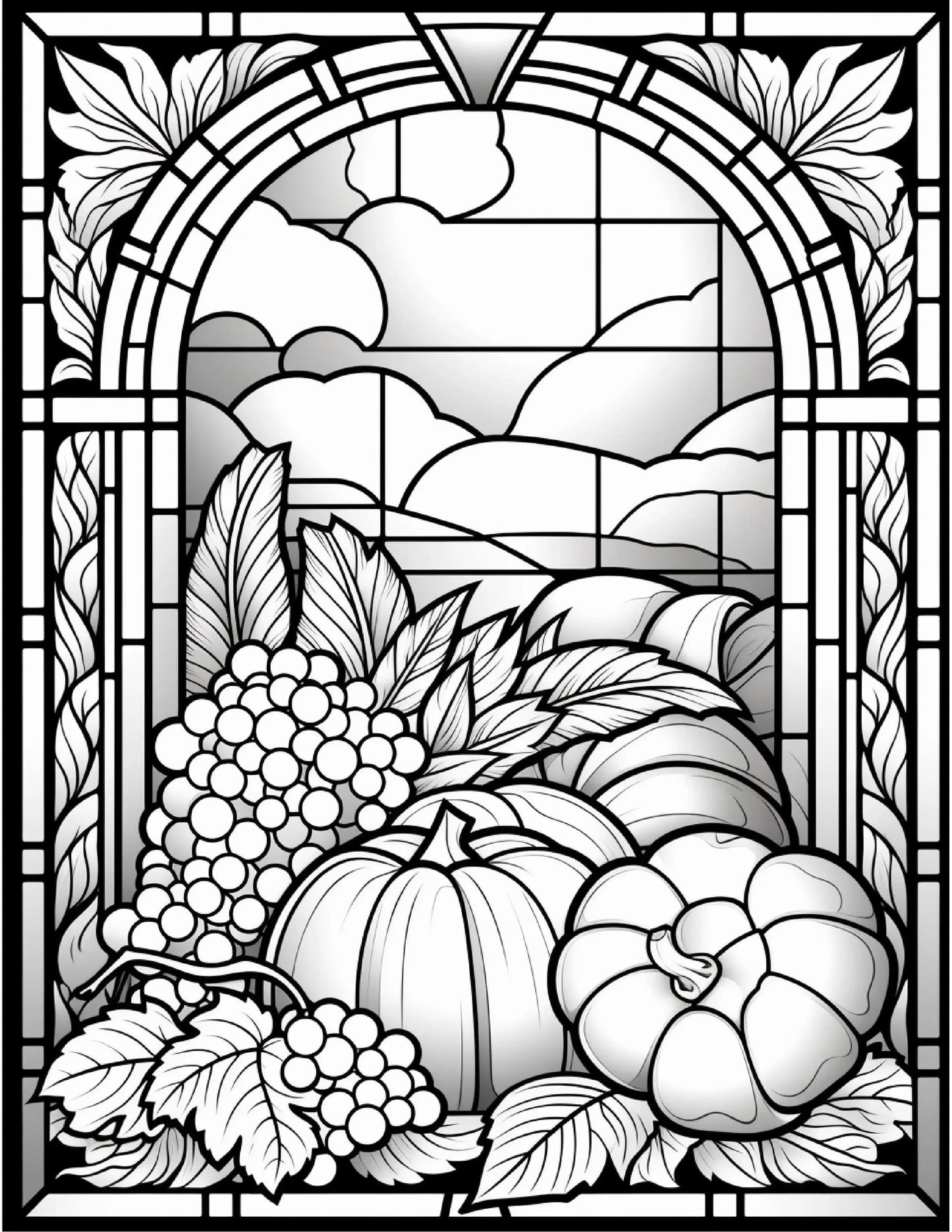 100 Stained-Glass Autumn Coloring 6-Robs Books