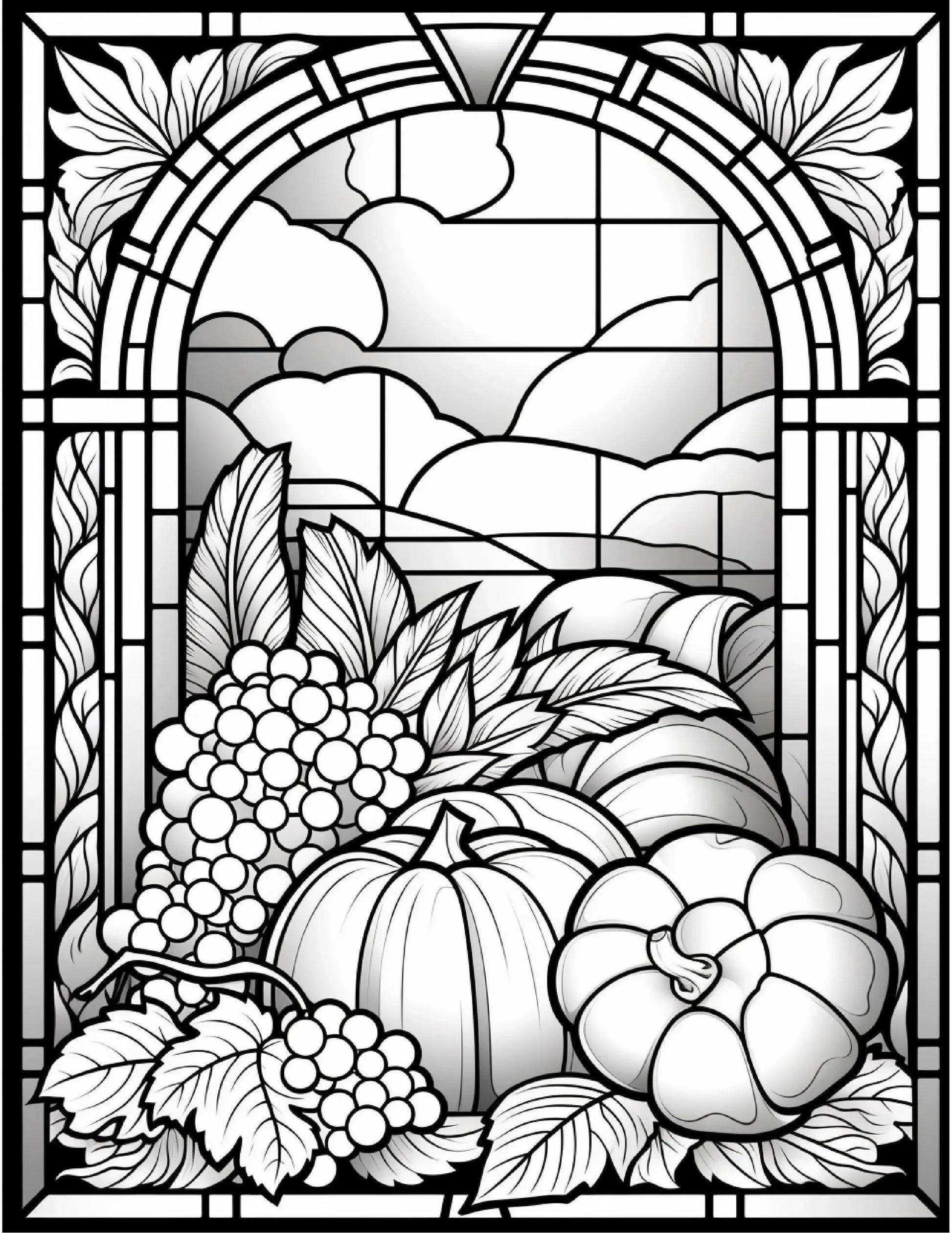 100 Stained-Glass Autumn Coloring 6-Robs Books