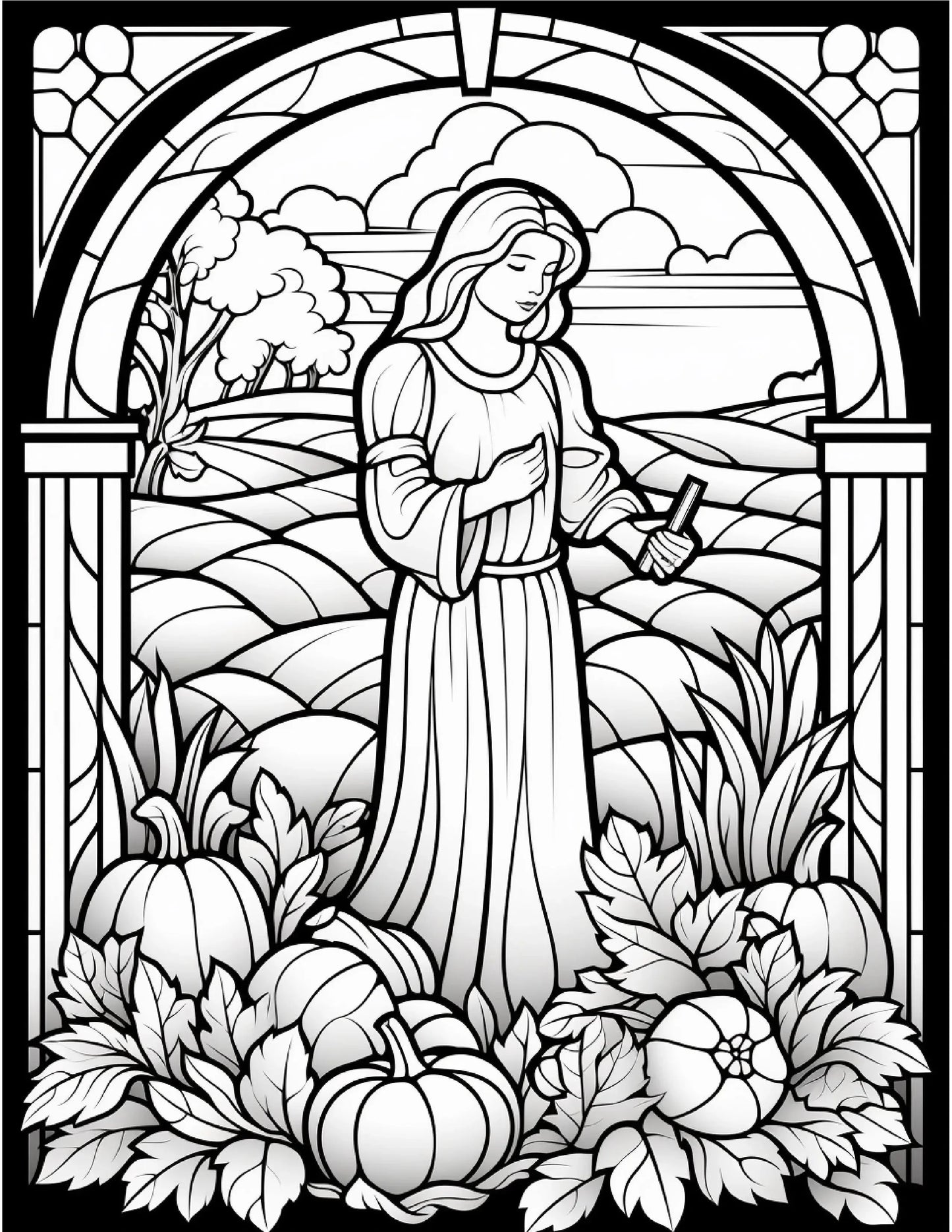 100 Stained-Glass Autumn Coloring 6-Robs Books