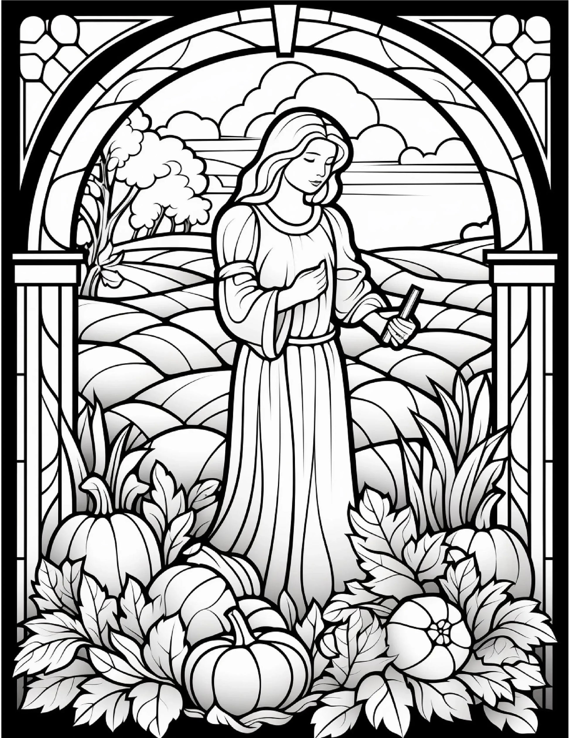 100 Stained-Glass Autumn Coloring 6-Robs Books