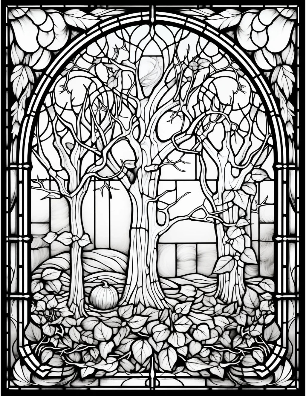 100 Stained-Glass Autumn Coloring 6 - Robs Books