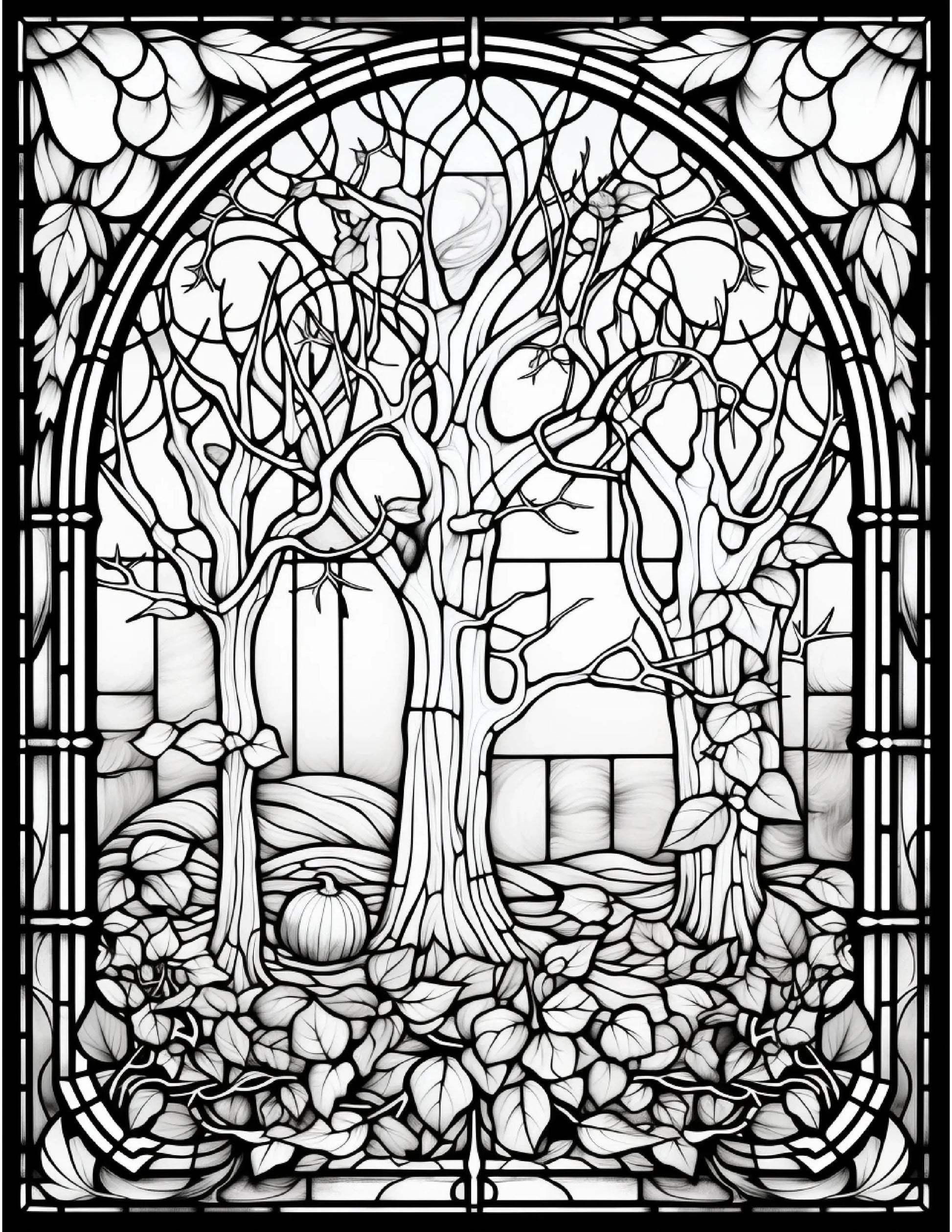 100 Stained-Glass Autumn Coloring 6-Robs Books