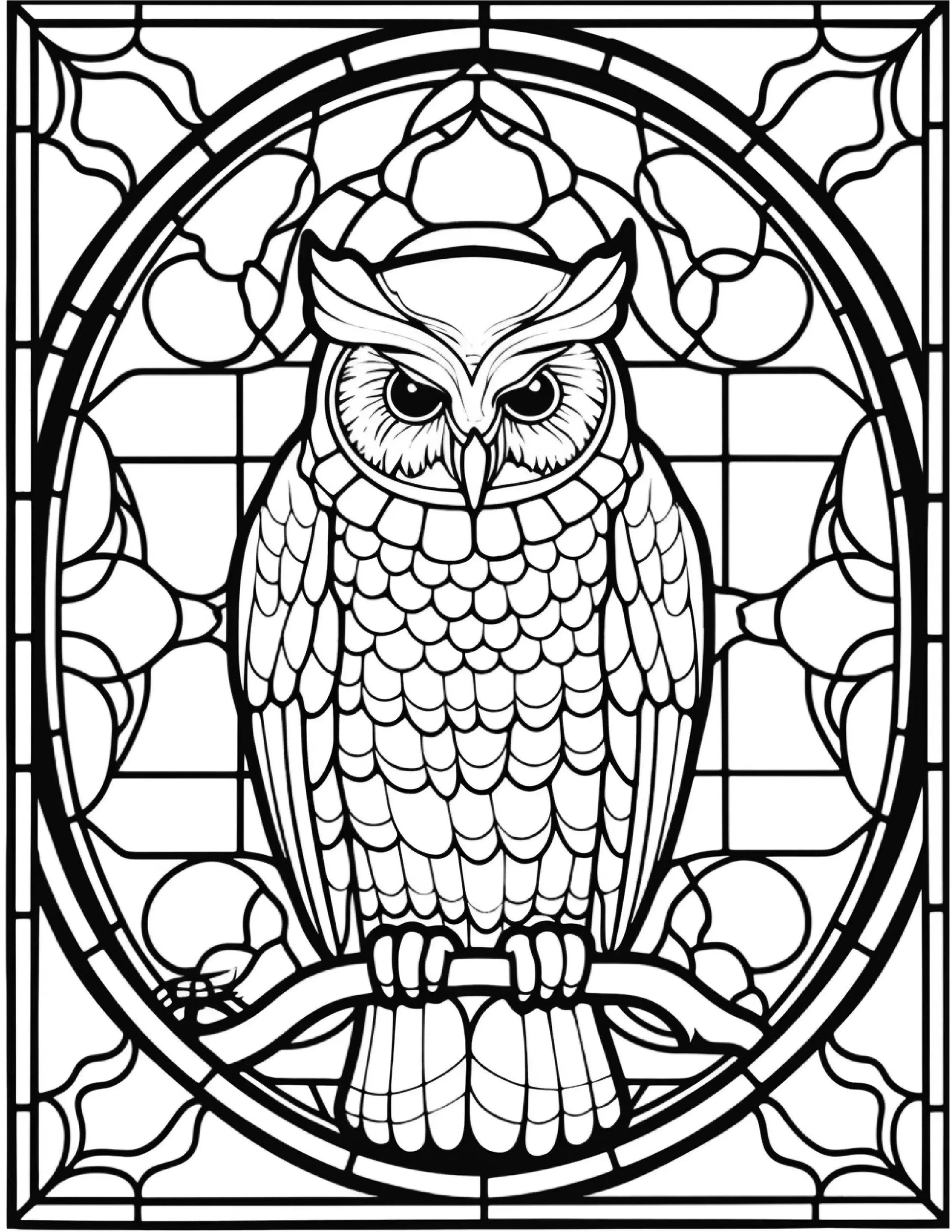 150 Stained-Glass Owl Coloring Pages-Robs Books
