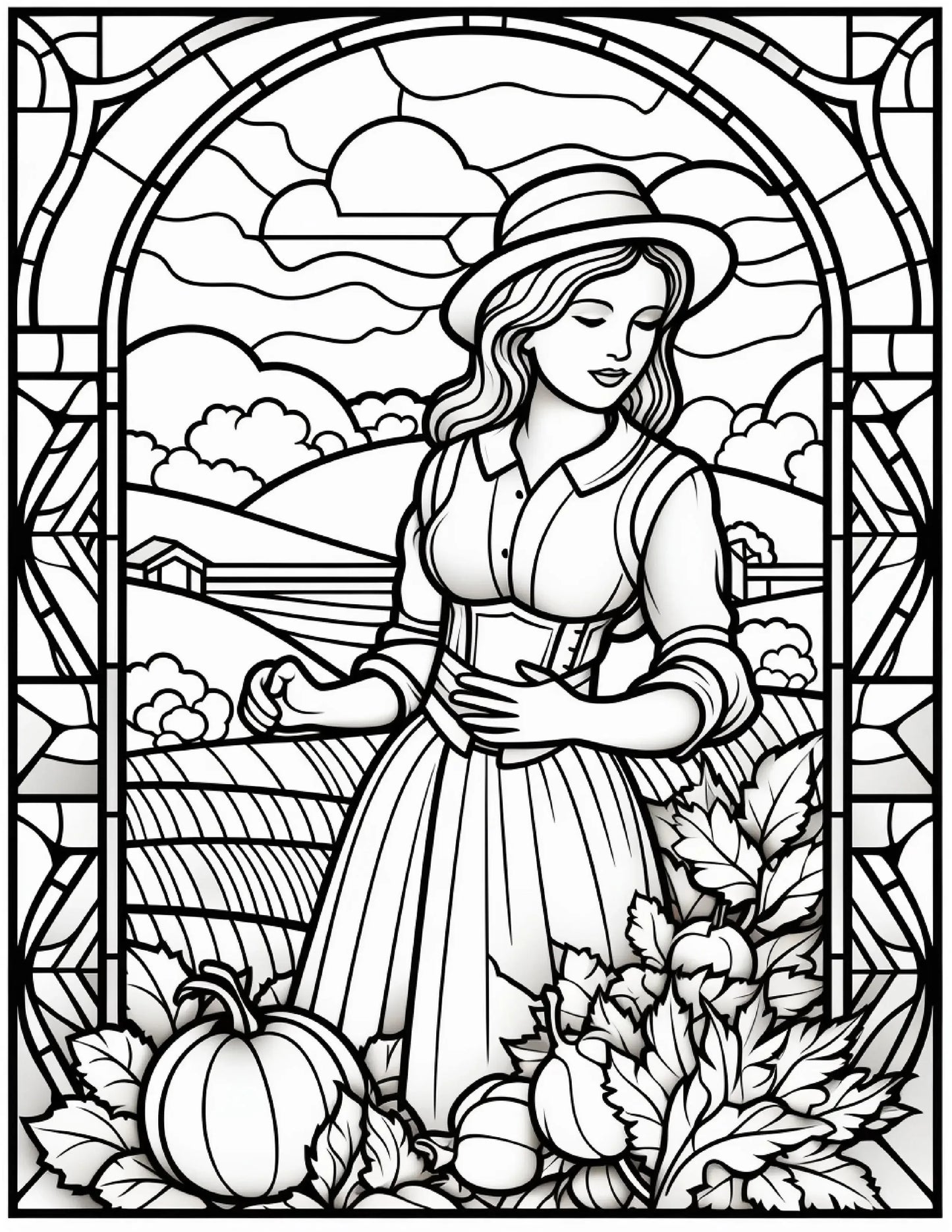 100 Stained-Glass Autumn Coloring 6-Robs Books