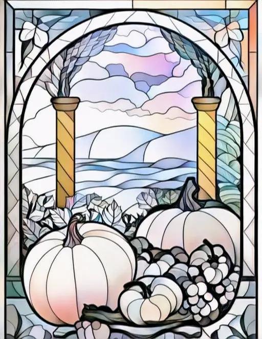 100 Stained Glass Autumn Coloring for Adults-Robs Books