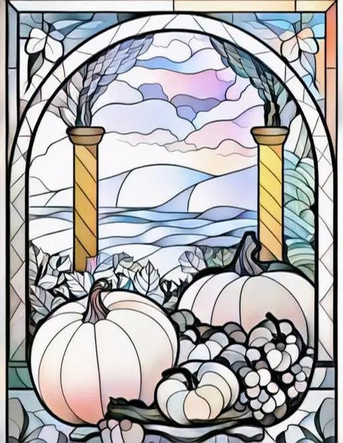 100 Stained Glass Autumn Coloring for Adults - Robs Books