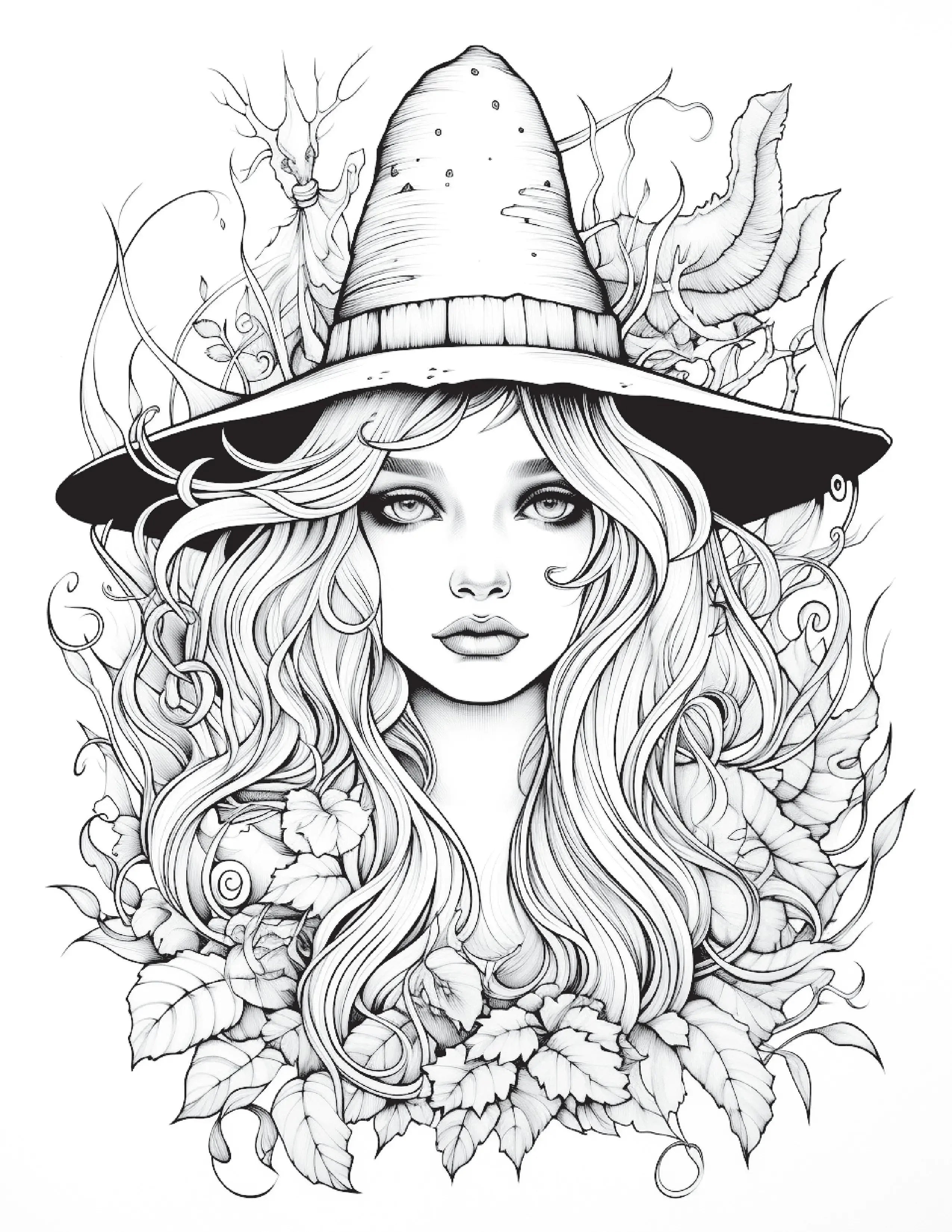 100 Witch Coloring Pages 1 - Robs Books