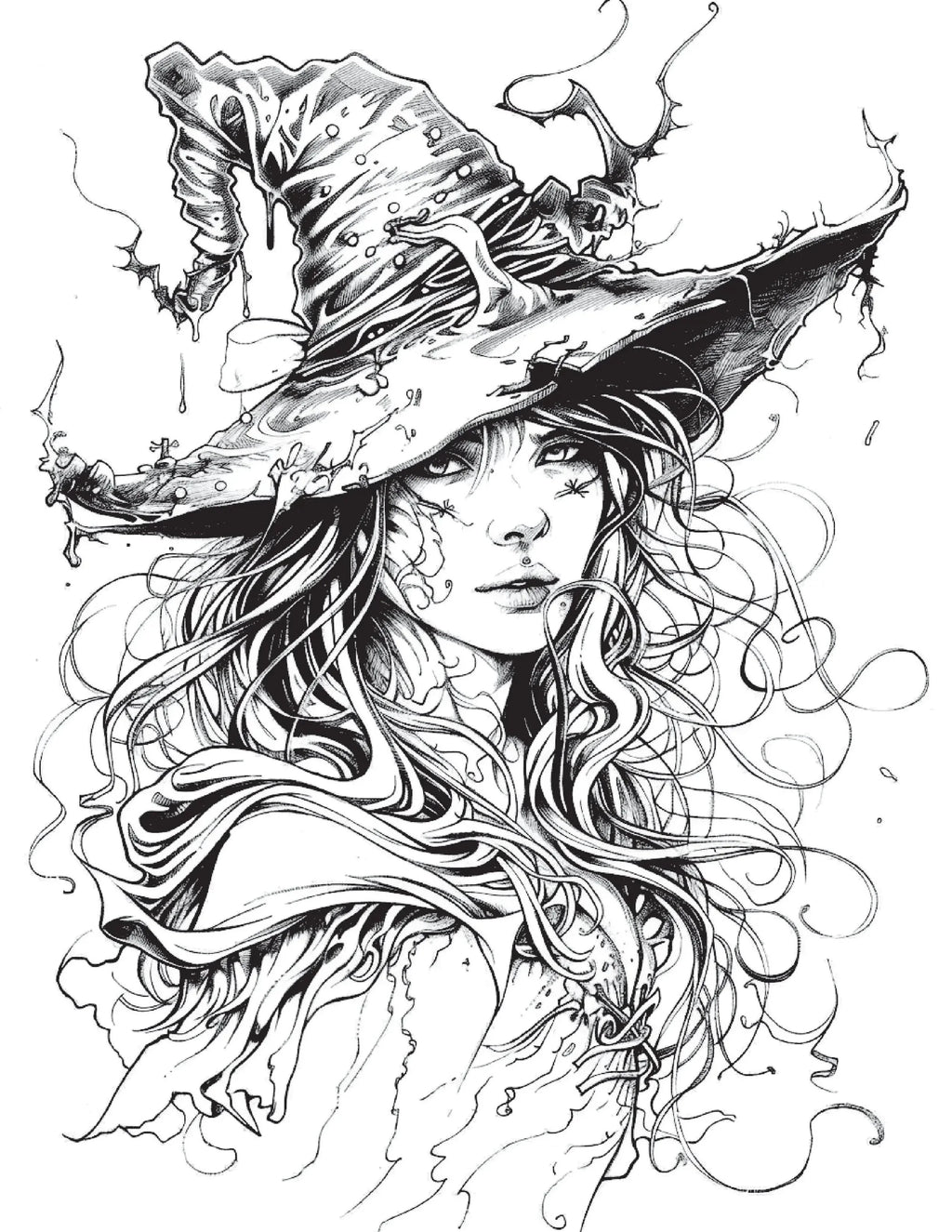 100 Witch Coloring Pages 1 - Robs Books