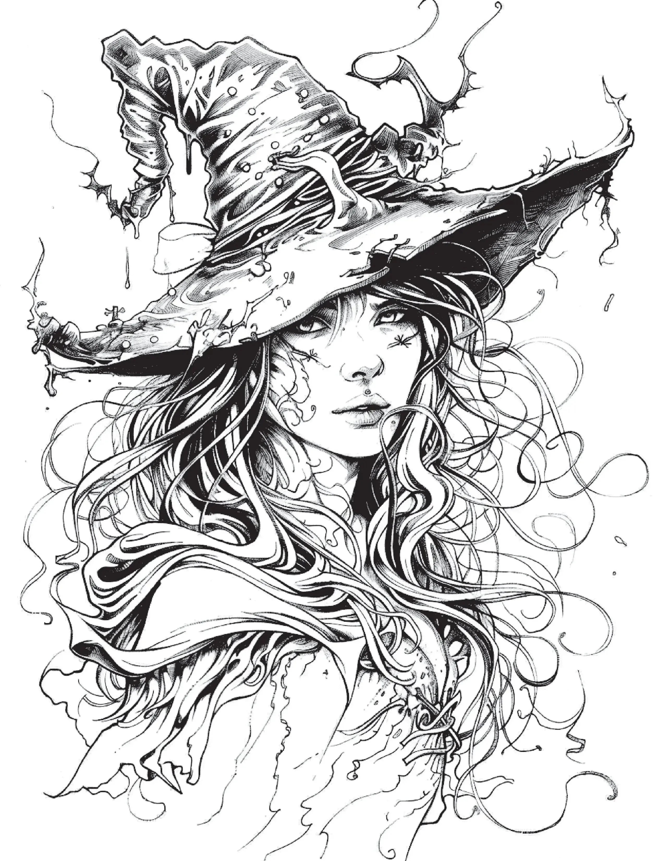 100 Witch Coloring Pages 1 - Robs Books