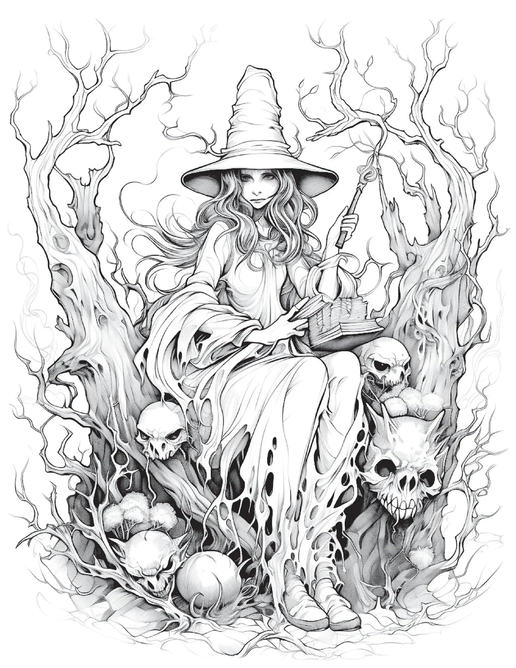 100 Witch Coloring Pages 1 - Robs Books