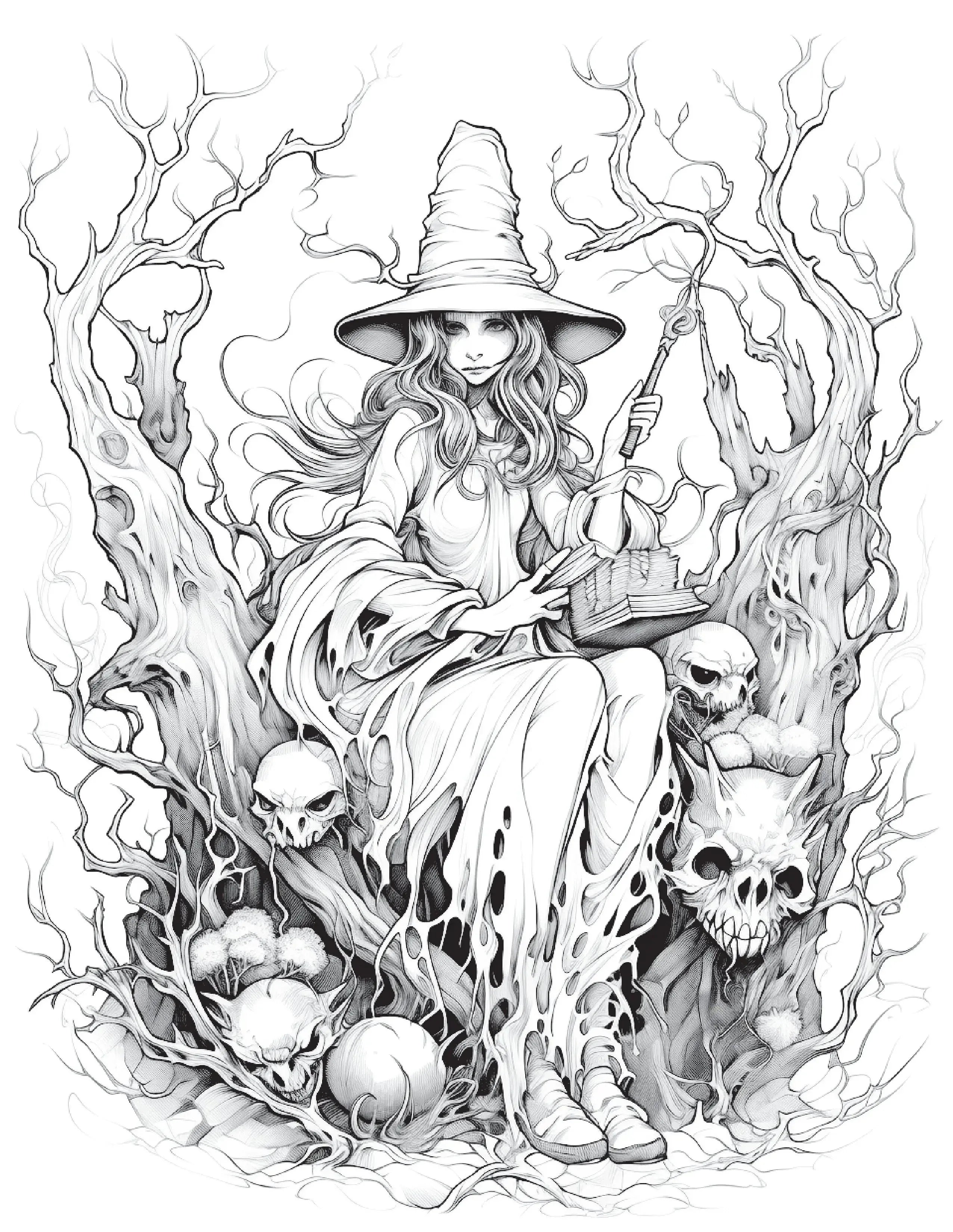100 Witch Coloring Pages 1 - Robs Books