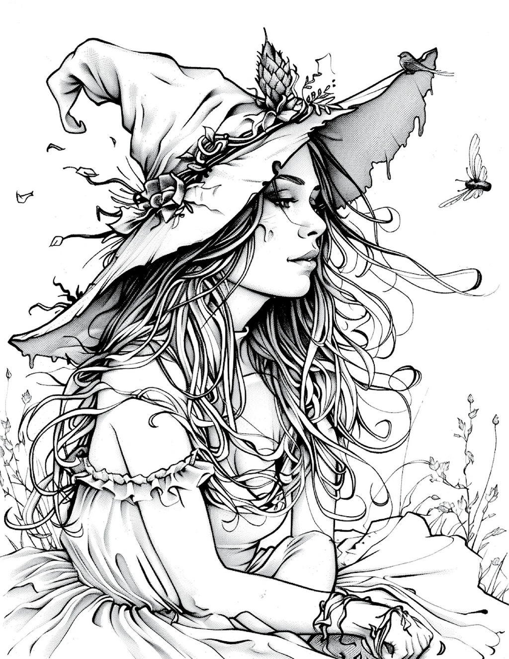 100 Witch Coloring Pages 2 - Robs Books