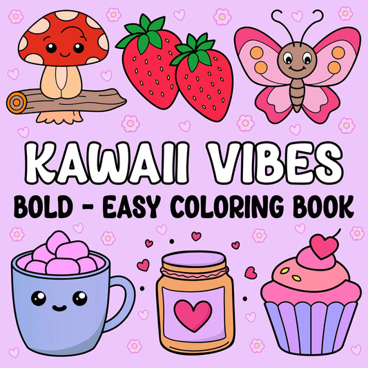 Kawaii vibes coloring book bold and easy-Robs Books