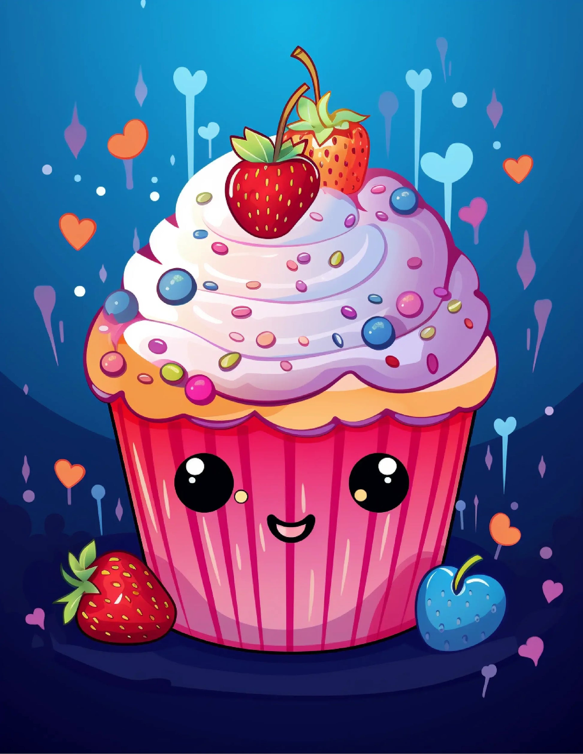 Cute Kawaii Cupcake Coloring Pages For Kids 1-Robs Books