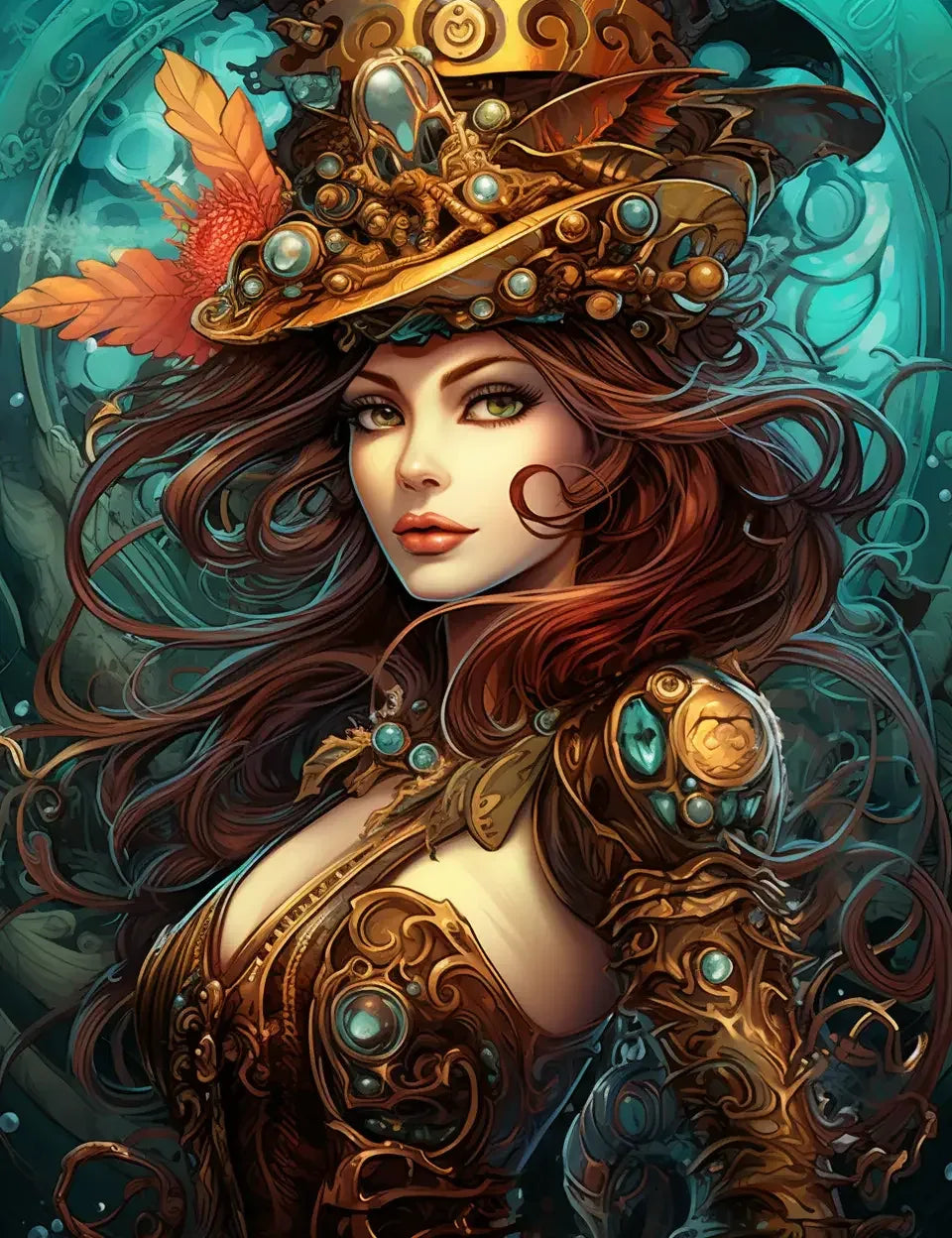 190 Steampunk Mermaid Coloring Pages-Robs Books