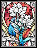 180 Stained Glass Flower  Coloring Book - Robs Books