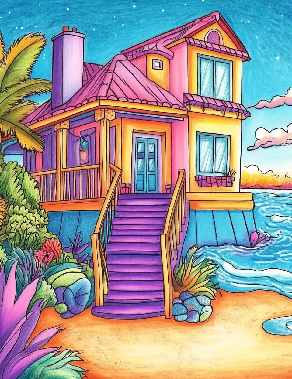 100 Ocean Cottage Coloring Pages 2 - Robs Books