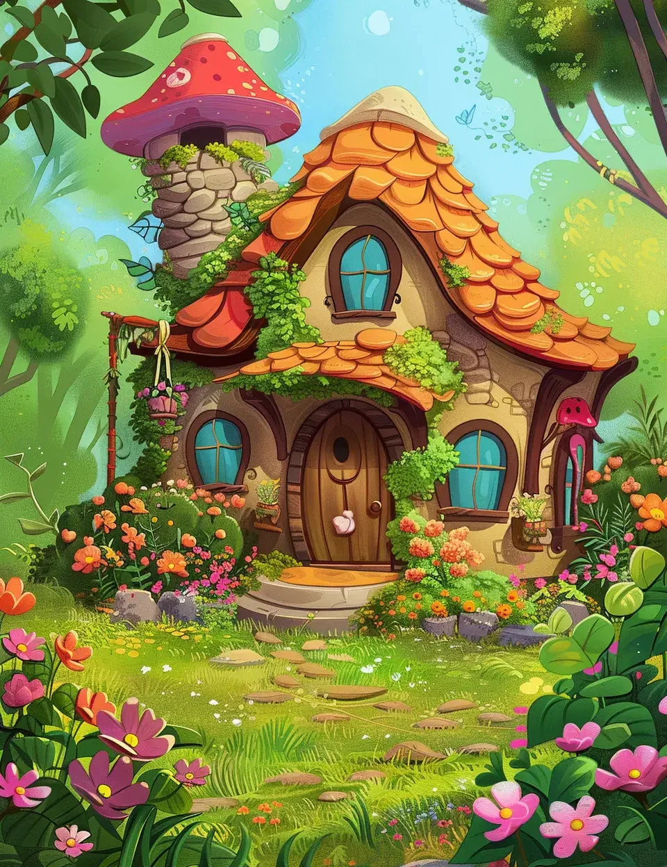 140 Fairy House Coloring Pages 1-Robs Books