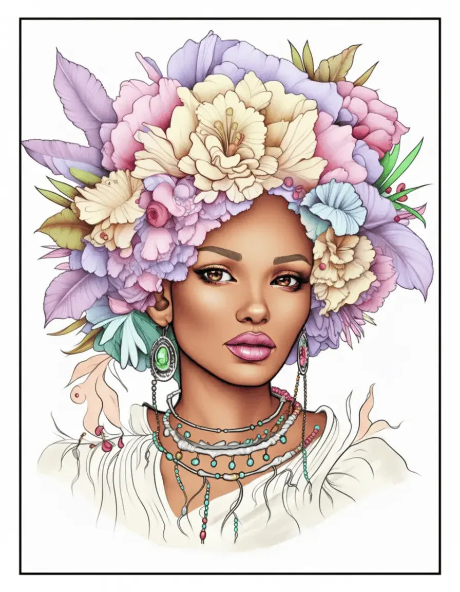 African-Black-Woman-Coloring Book 163 Pages-Robs Books