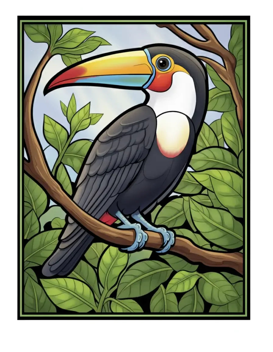 100 Stained Glass Bird Coloring Pages 1-Robs Books