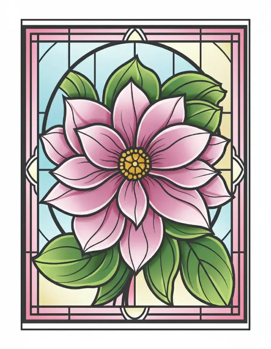 220 Stained Glass Flower Coloring Pages-Robs Books