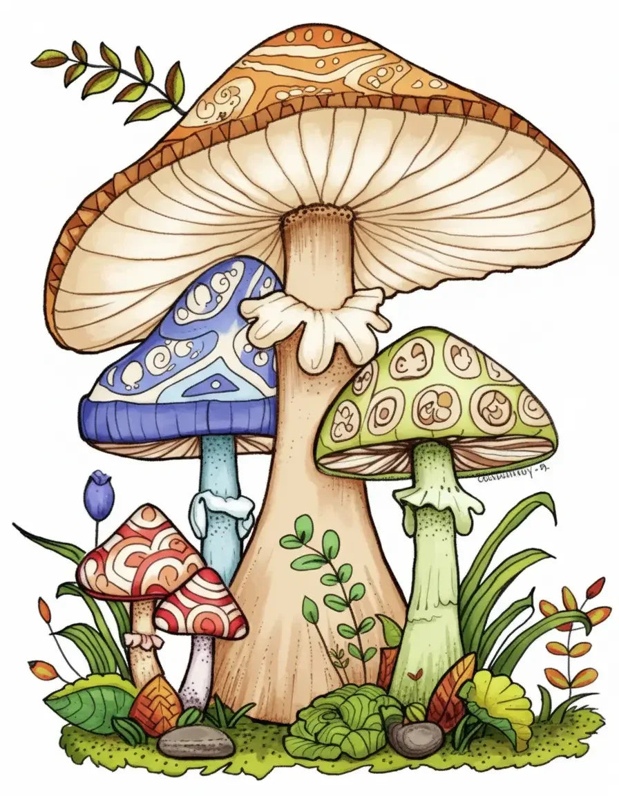 235 Mushroom Coloring Pages-Robs Books