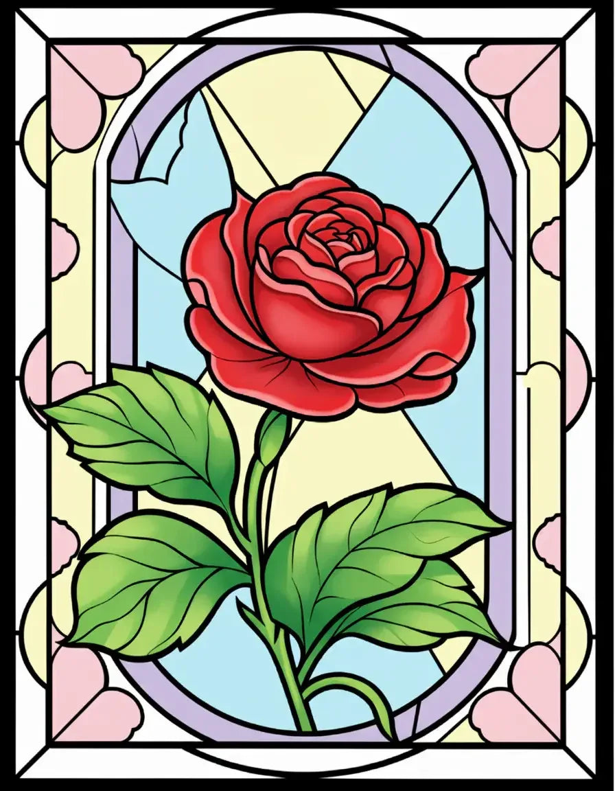 300 Floral Stained Glass Coloring Pages-Robs Books