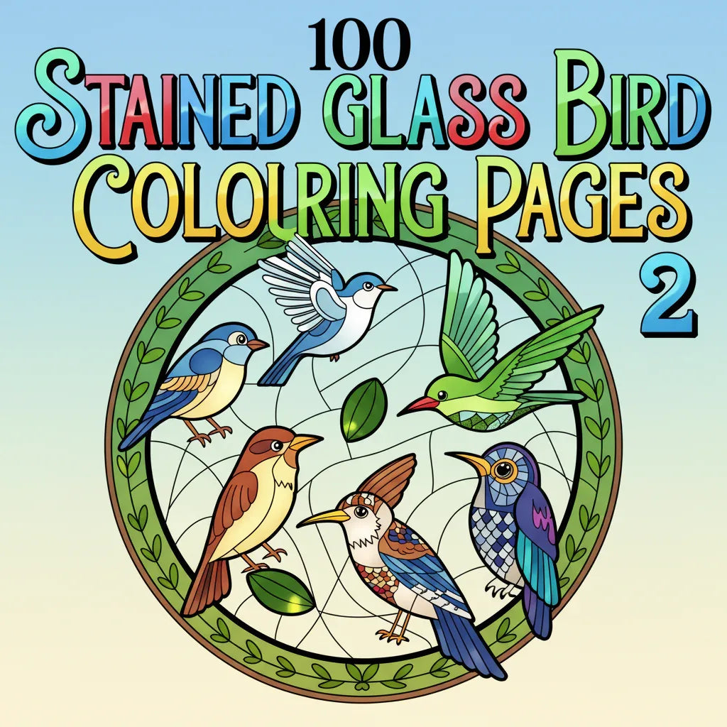 100 Stained Glass Bird Colouring Pages 2-Robs Books