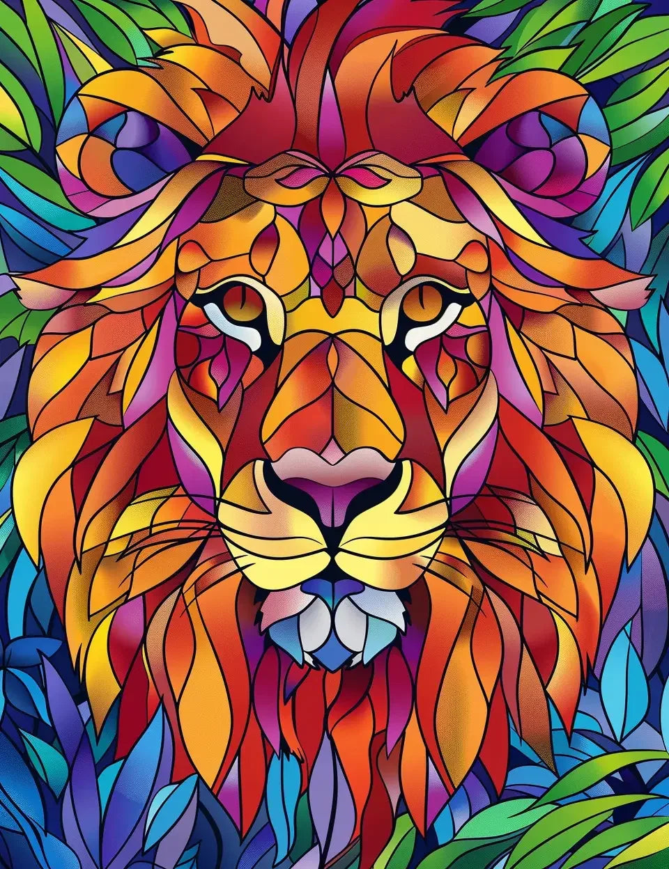 100 Animals Stained Glass Coloring Pages-Robs Books