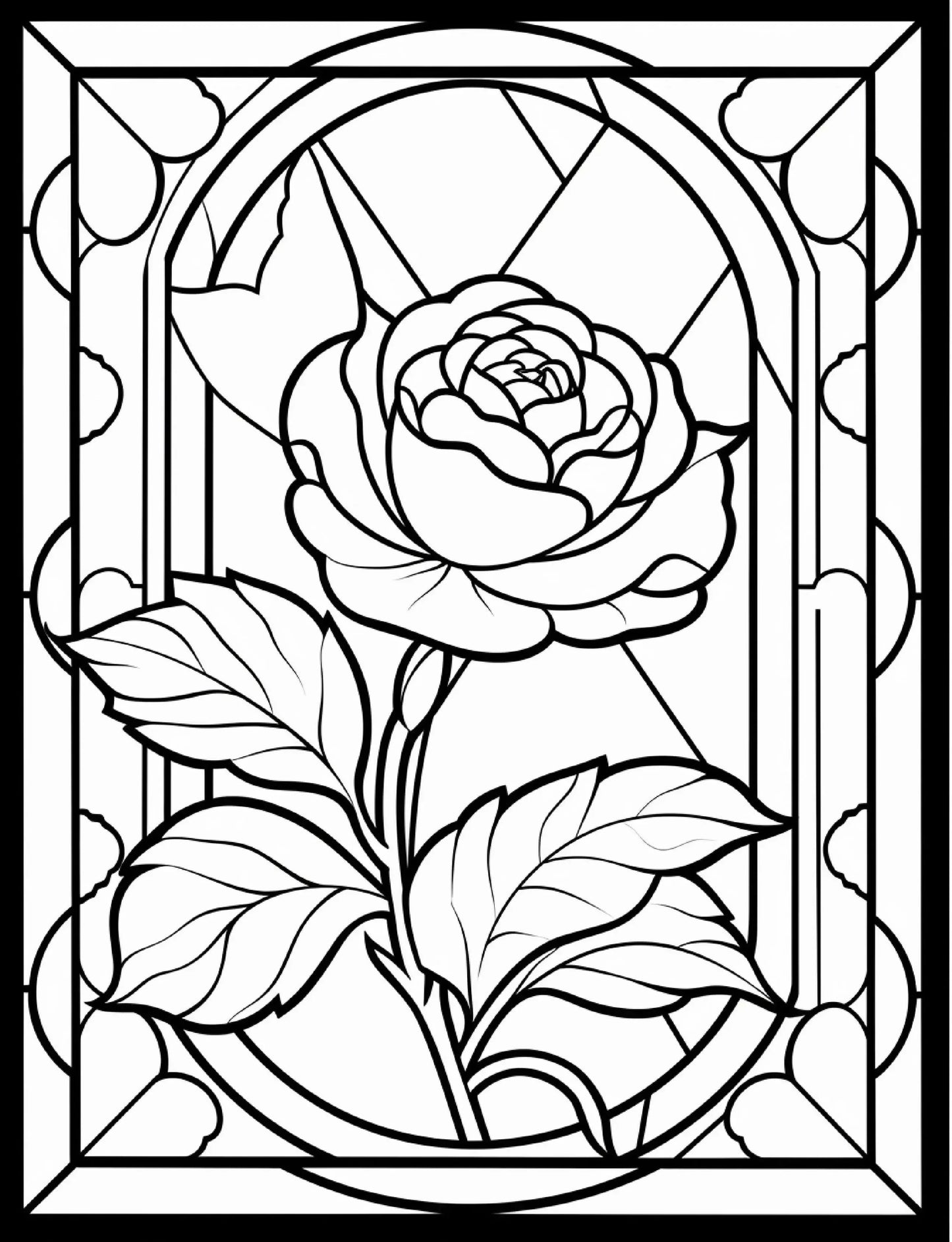 300 Floral Stained Glass Coloring Pages-Robs Books