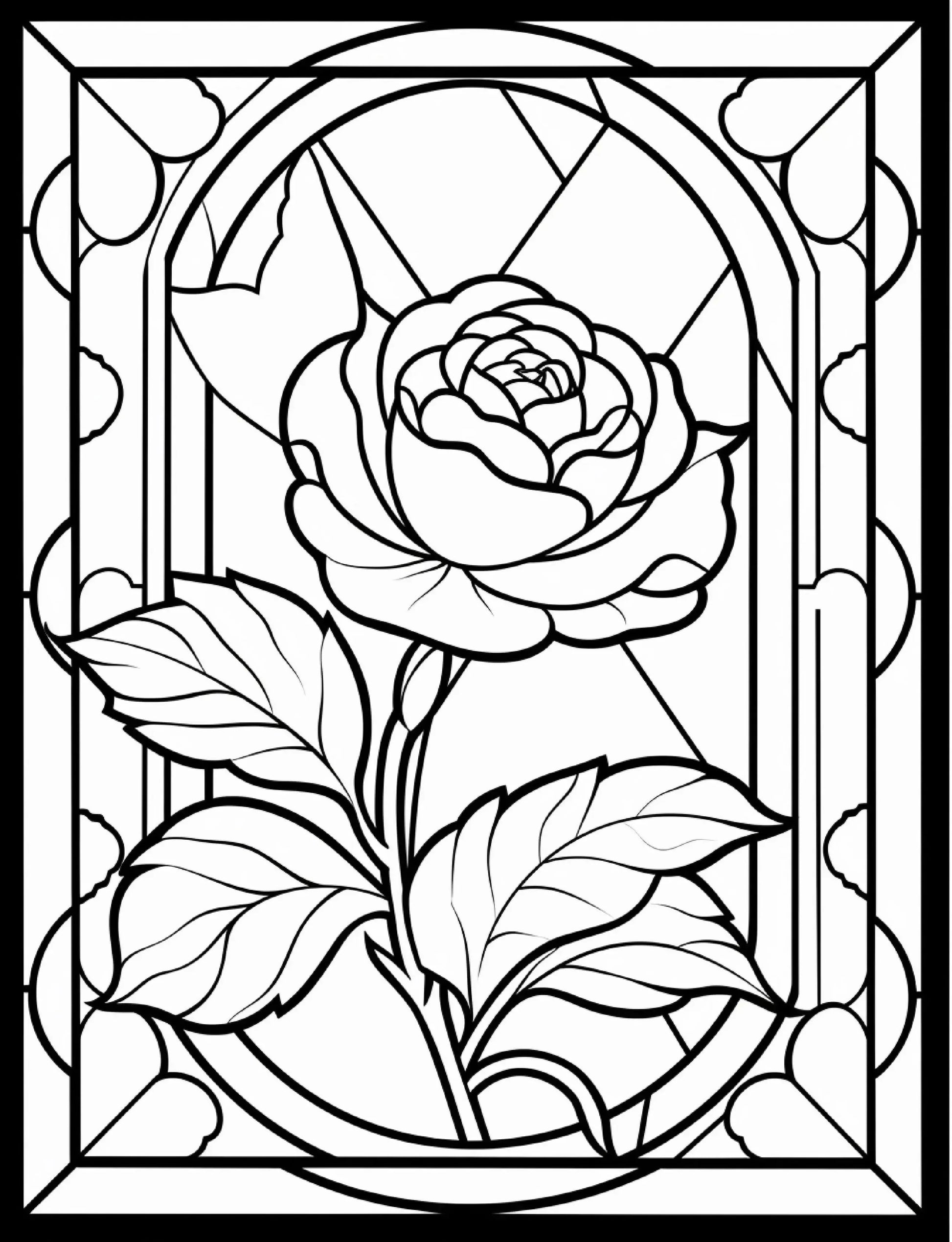 300 Floral Stained Glass Coloring Pages-Robs Books