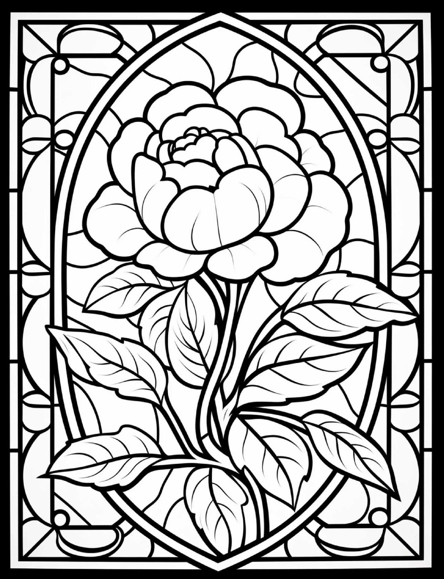 300 Floral Stained Glass Coloring Pages-Robs Books