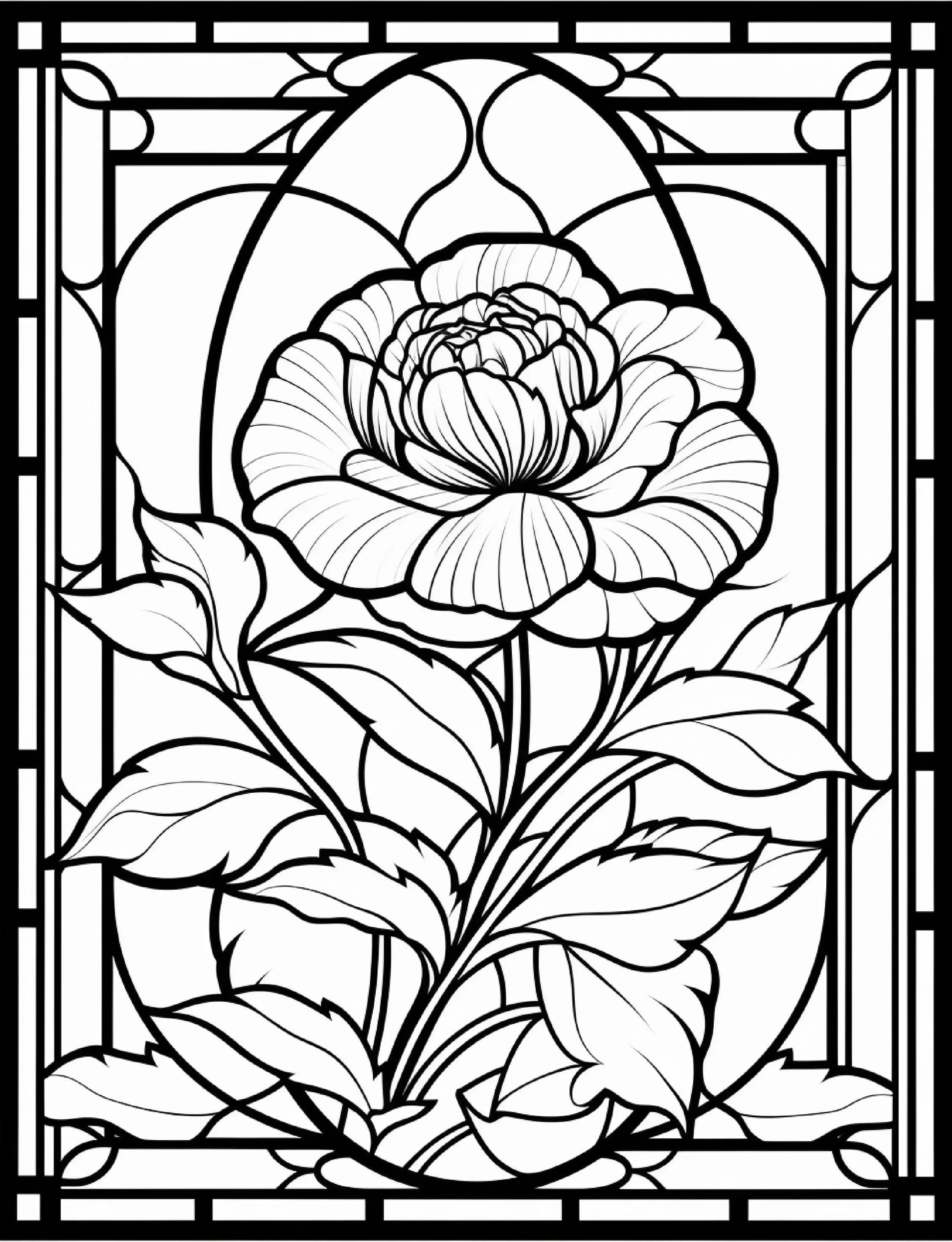 300 Floral Stained Glass Coloring Pages-Robs Books
