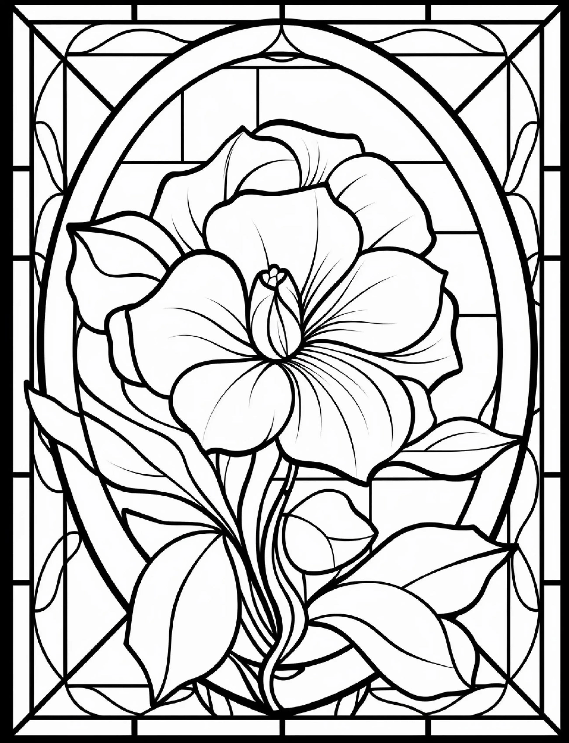 300 Floral Stained Glass Coloring Pages-Robs Books
