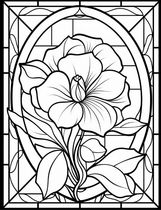 300 Floral Stained Glass Coloring Pages-Robs Books