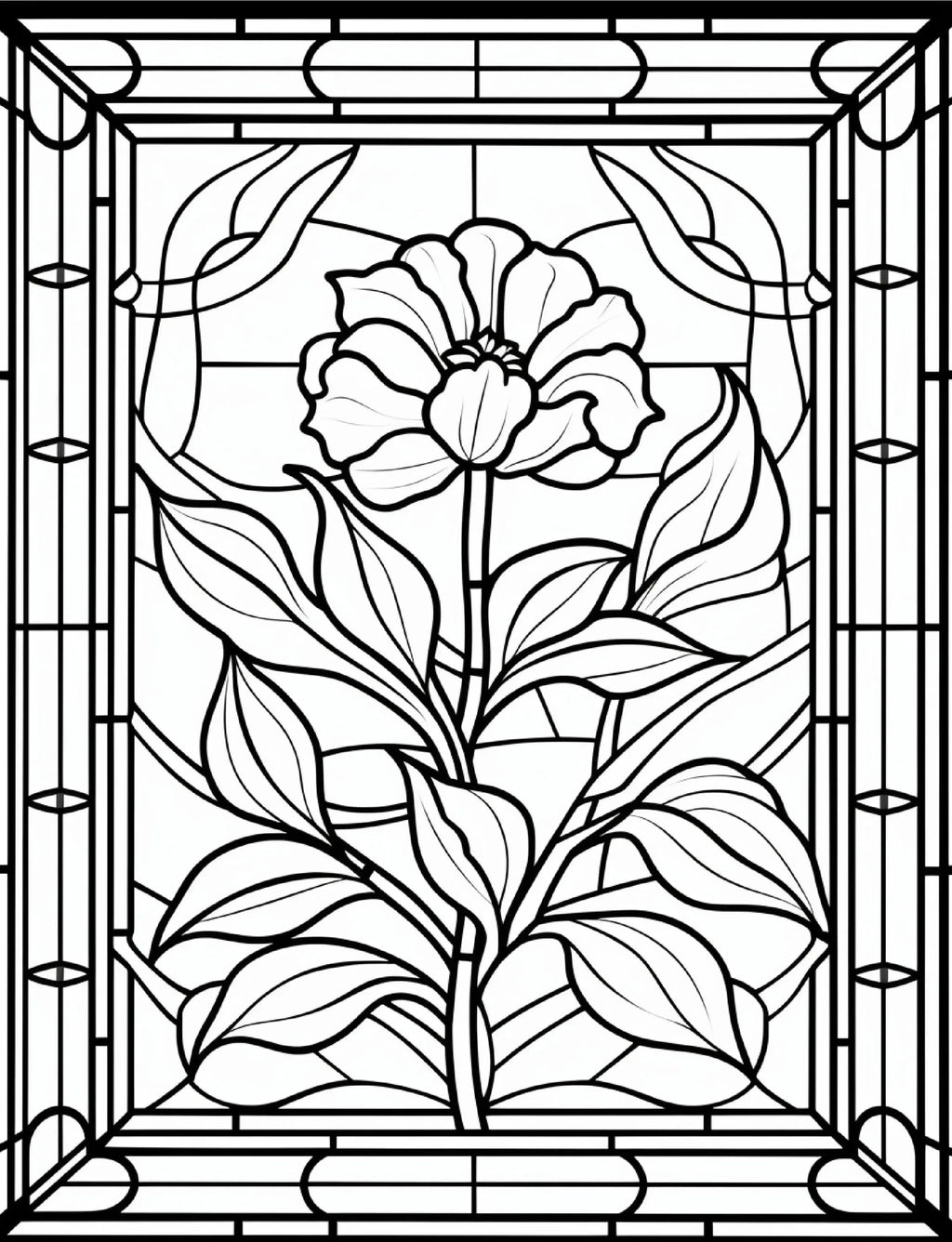 300 Floral Stained Glass Coloring Pages - Robs Books