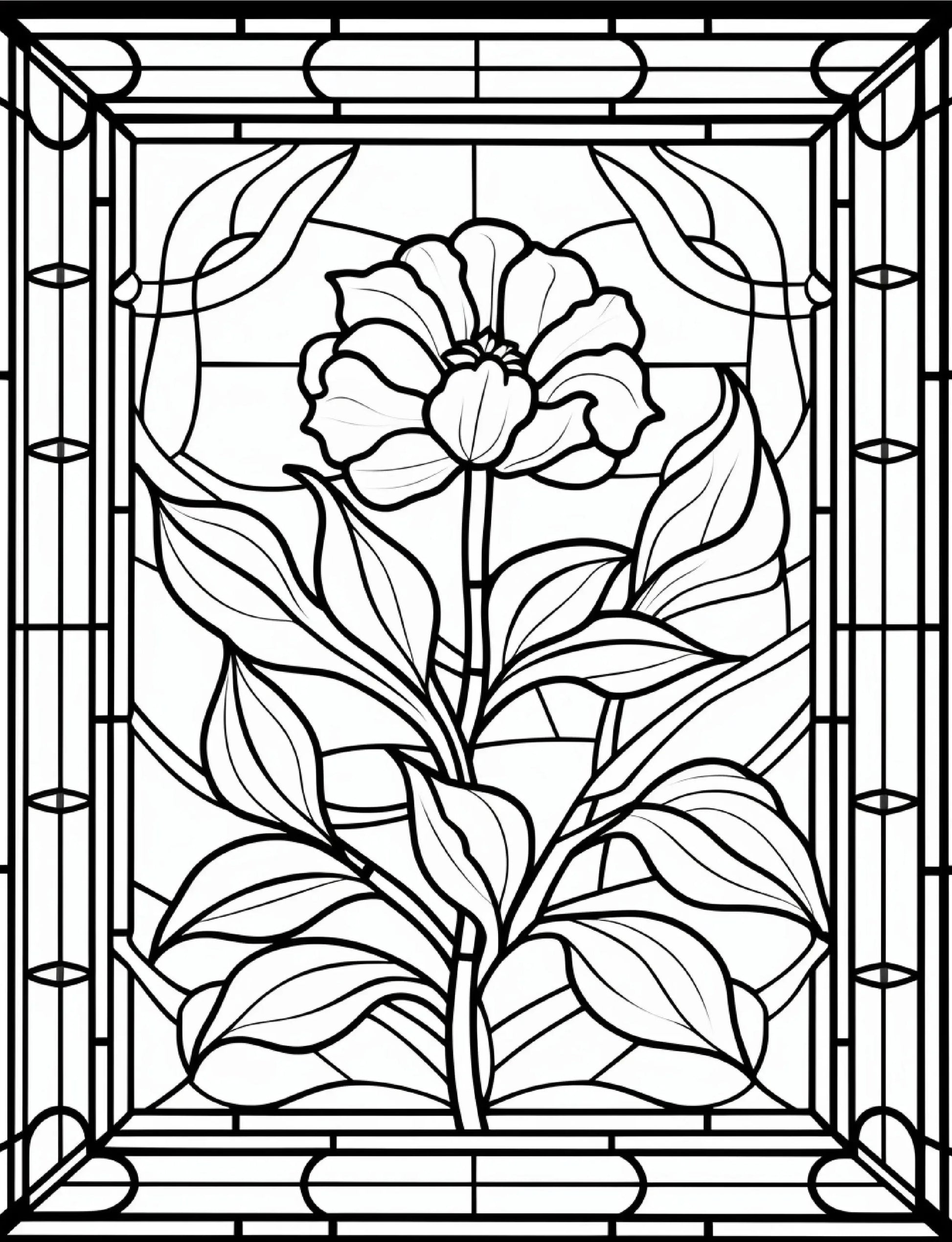 300 Floral Stained Glass Coloring Pages-Robs Books