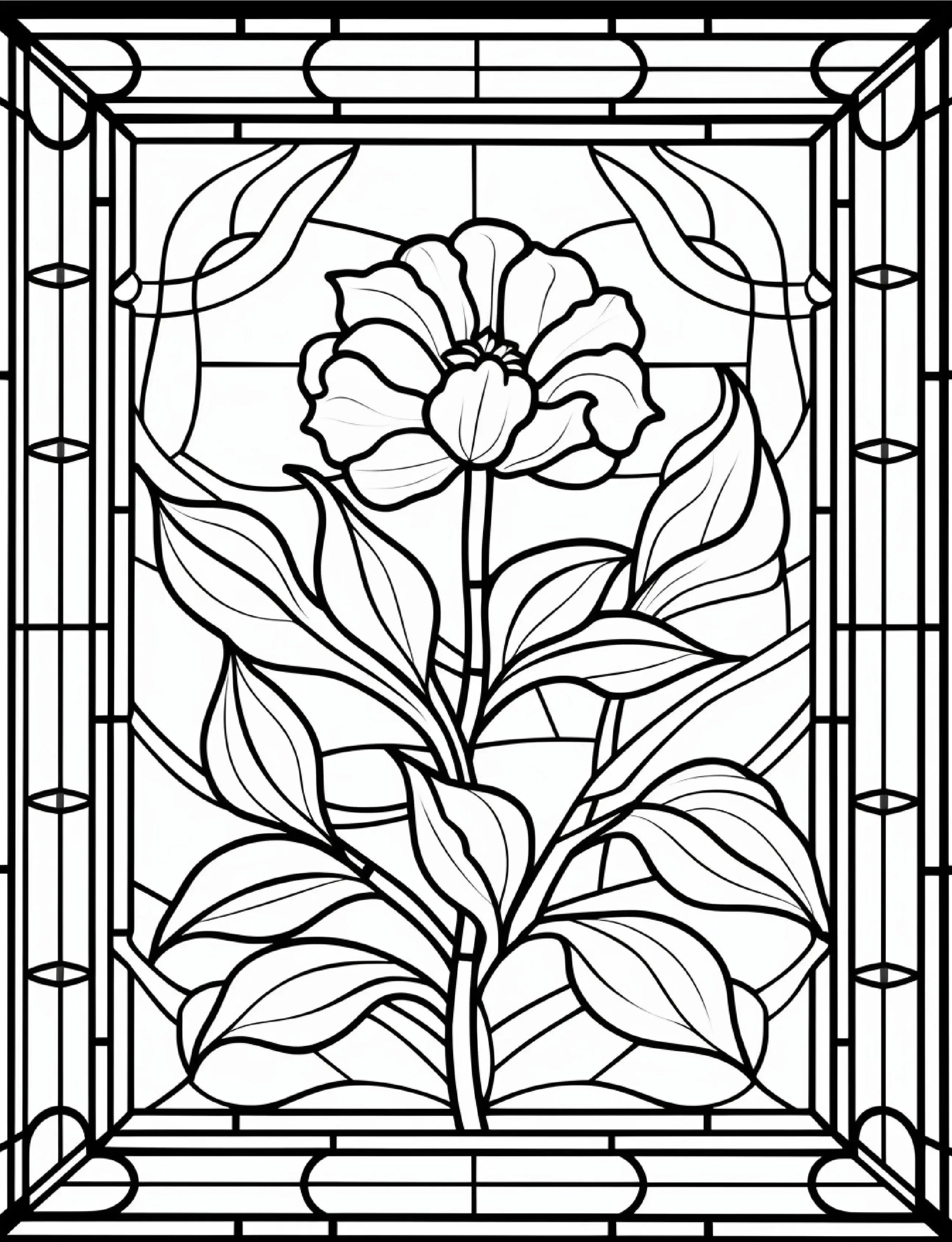 300 Floral Stained Glass Coloring Pages - Robs Books