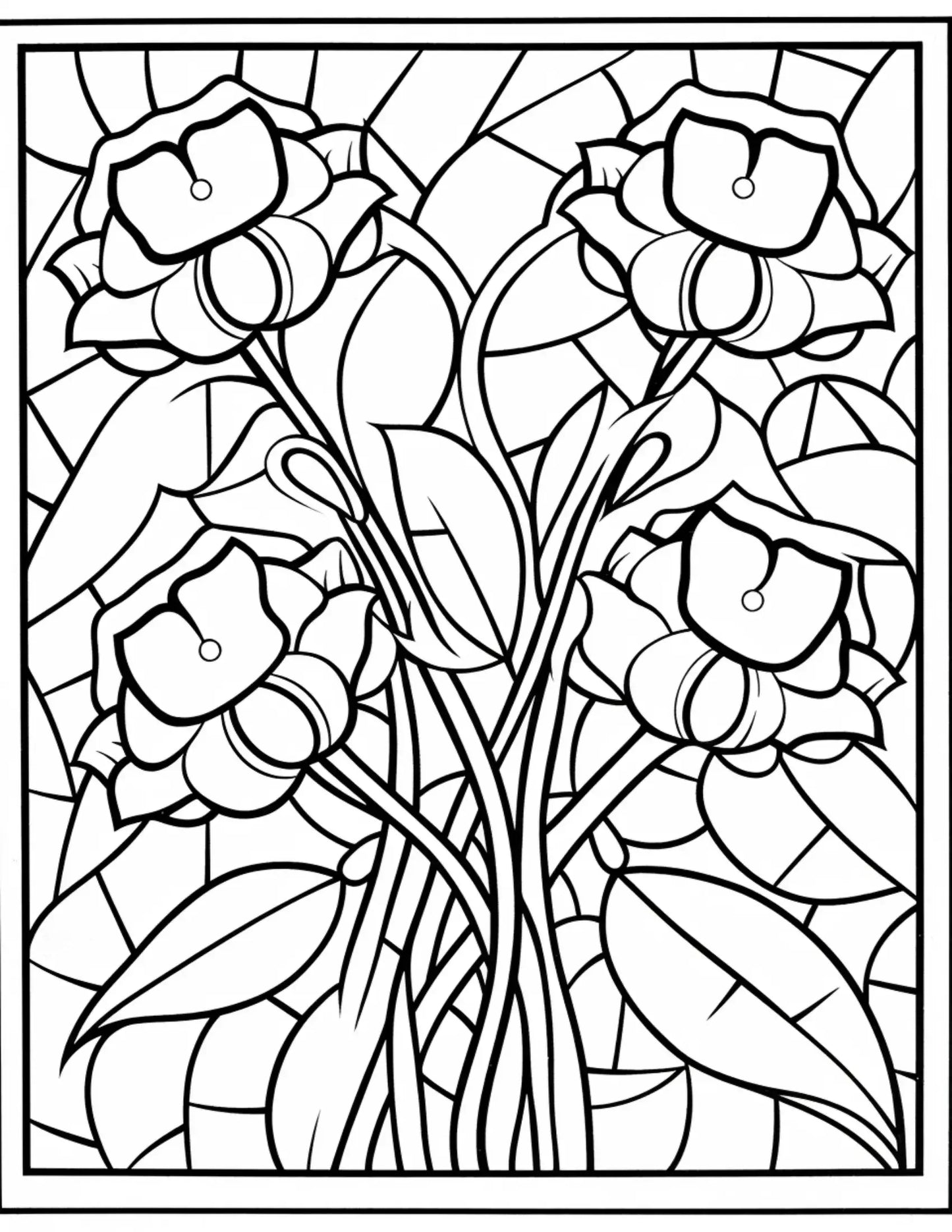 180 Stained Glass Flower  Coloring Book-Robs Books
