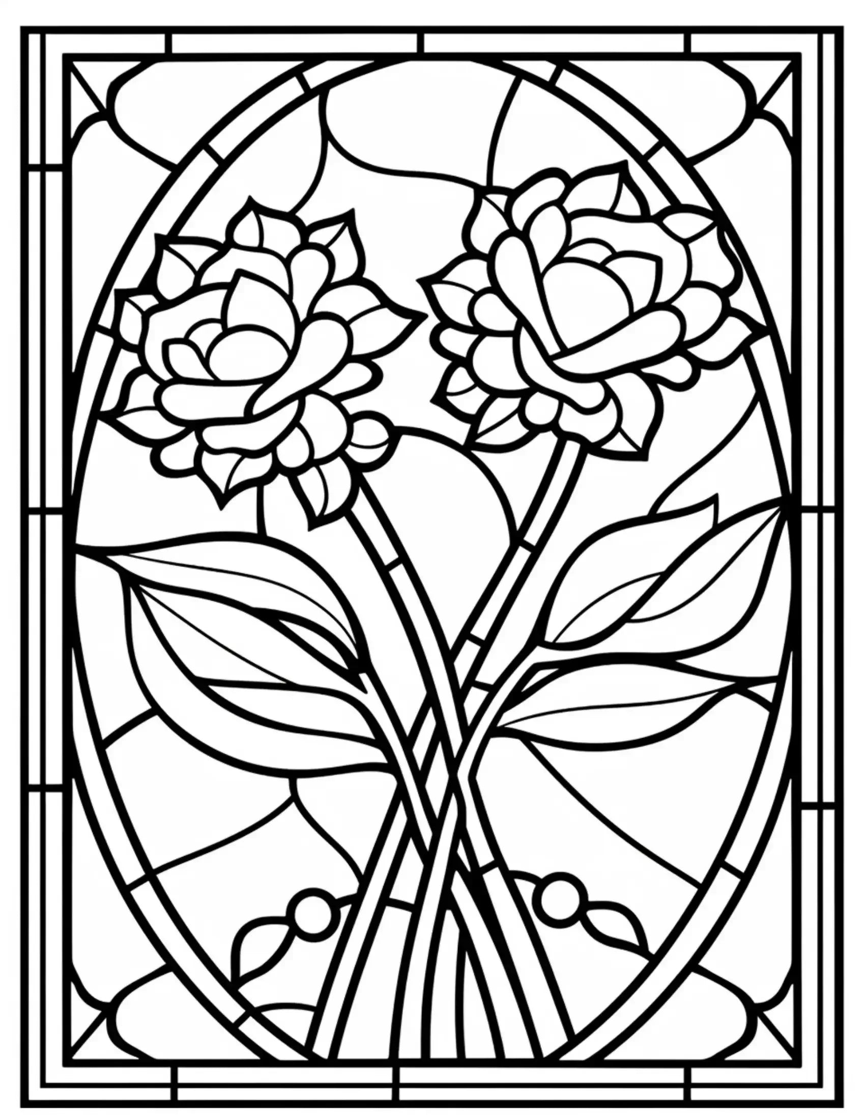 180 Stained Glass Flower  Coloring Book-Robs Books