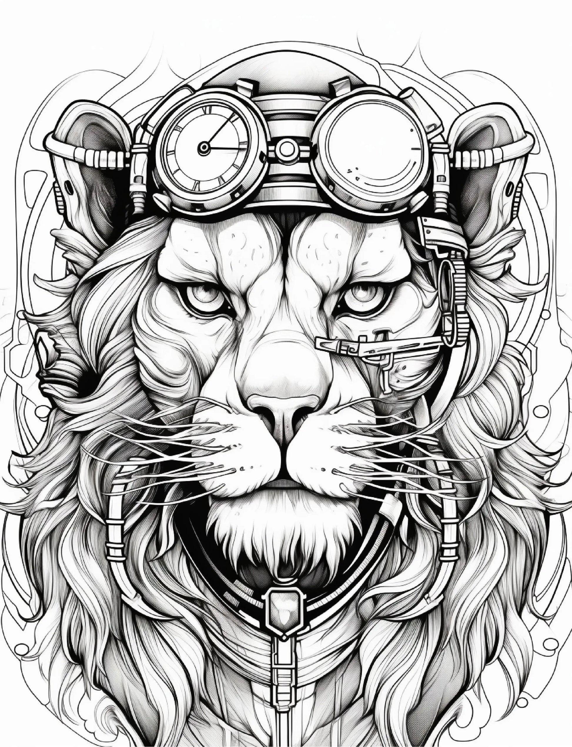 200 Steampunk Animals Coloring Pages-Robs Books
