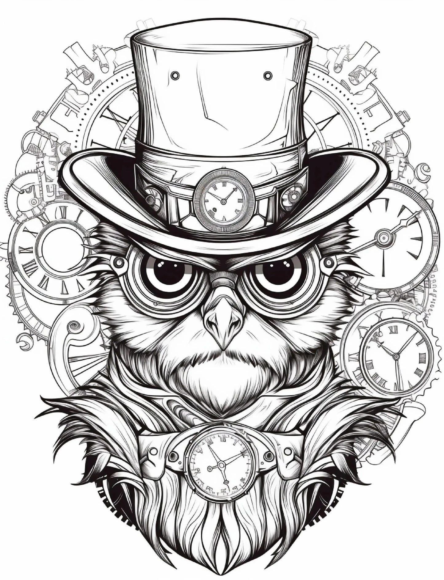 200 Steampunk Animals Coloring Pages-Robs Books