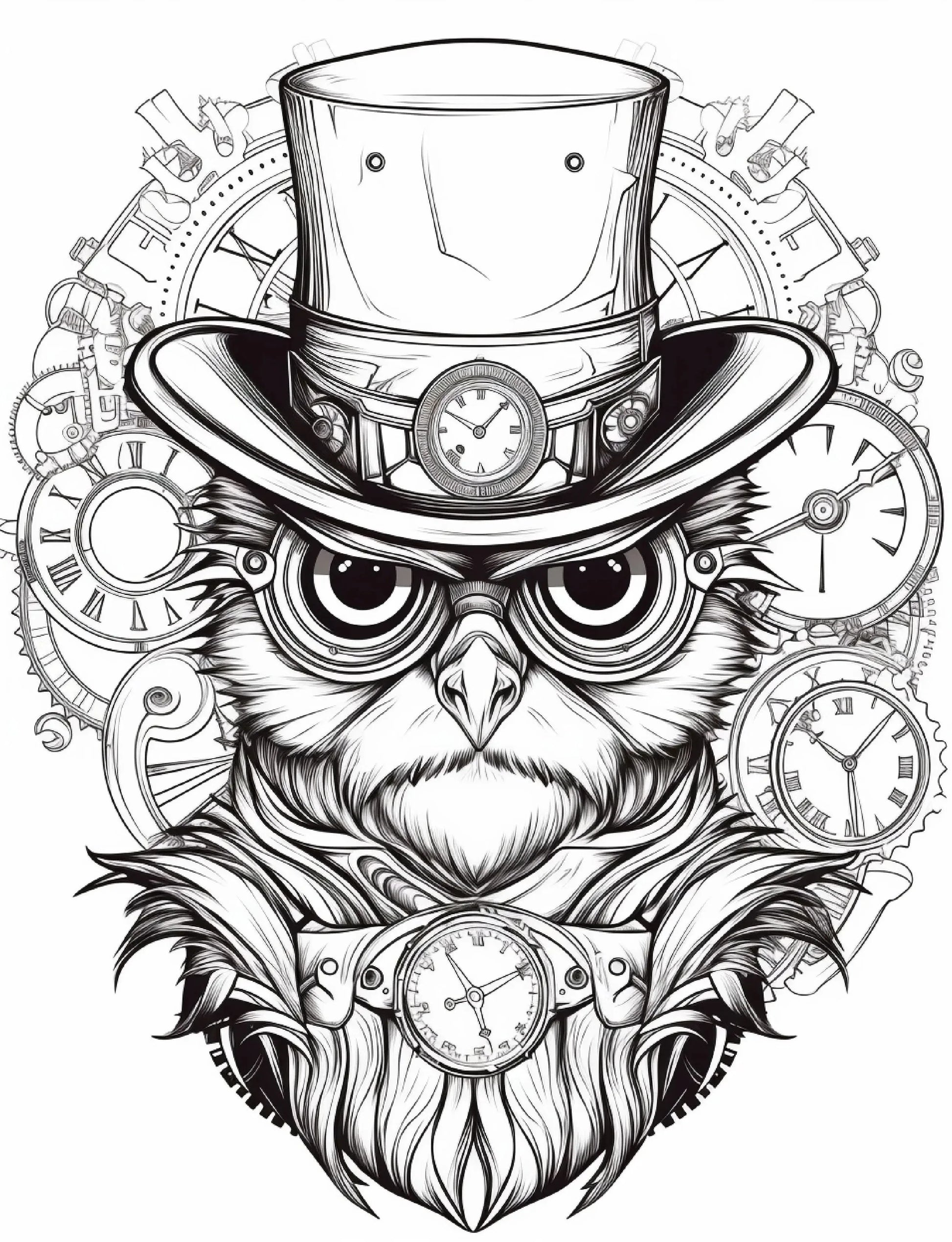 200 Steampunk Animals Coloring Pages-Robs Books